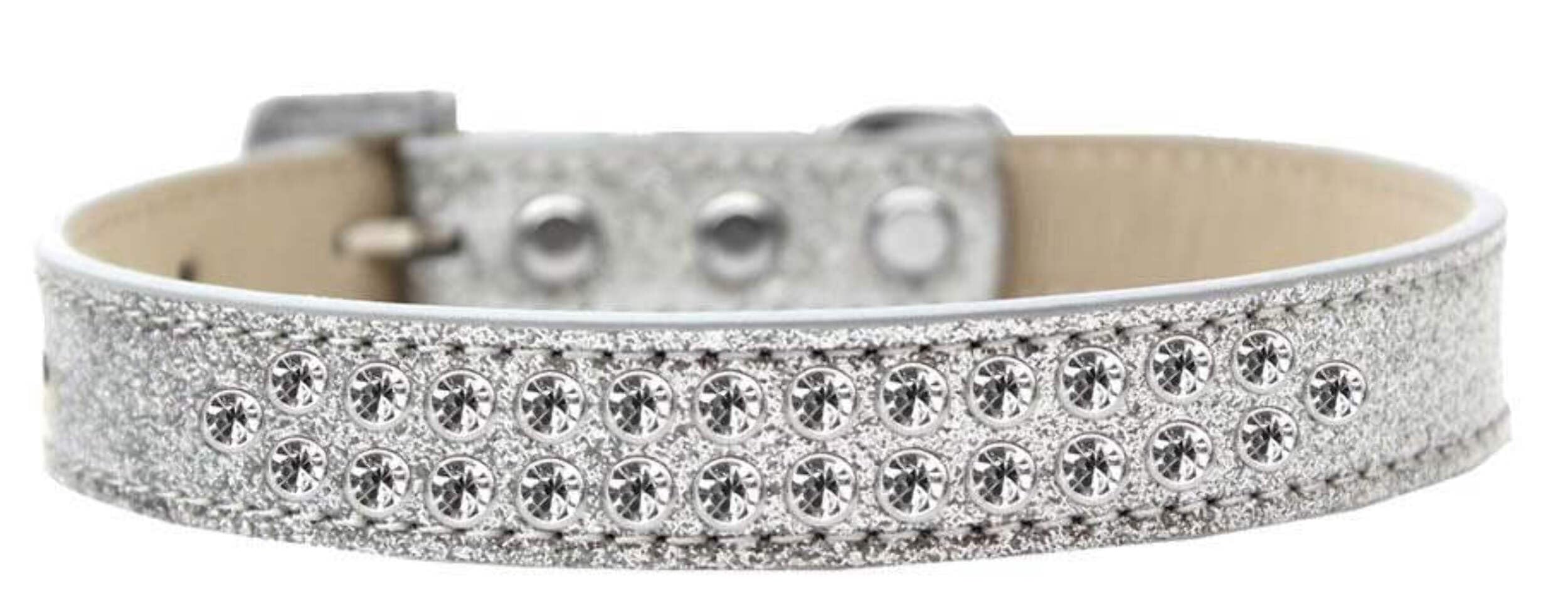 Dog, Puppy & Pet Ice Cream Collar, Two Row Clear Crystal Rimsets Gold 20