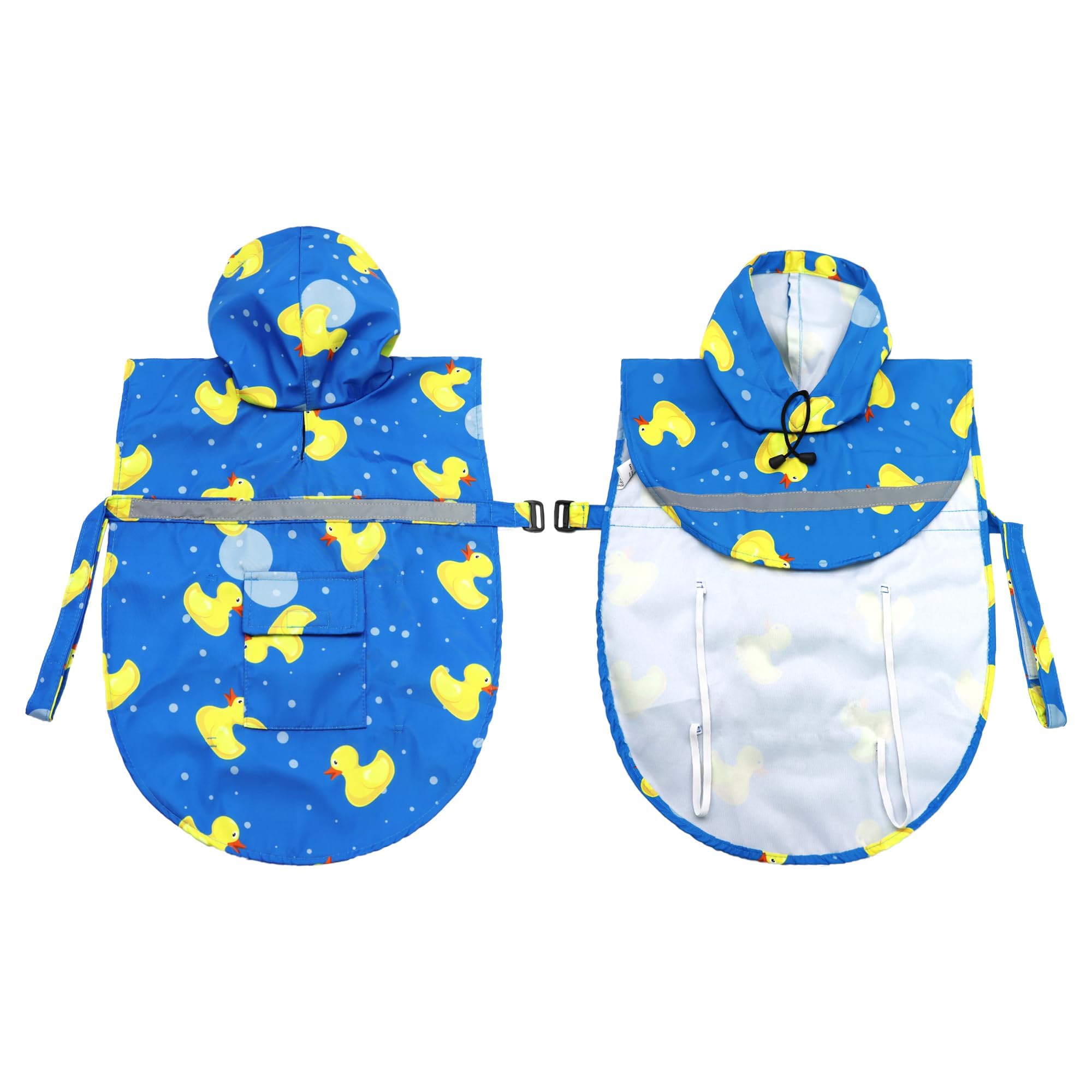 Nacoco Large Dog Raincoat Adjustable-Pet Rubber Ducks Yellow Water Proof Clothes Lightweight Rain Jacket Poncho Hoodies With Str