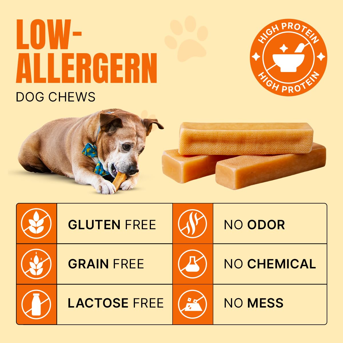 Tibetan Dog Chew 2 lb Yak Cheese Dog Chews, Handmade Treats for Large Dogs, Long-Lasting, Easy to Digest, Grain-Free, Gluten-Fre