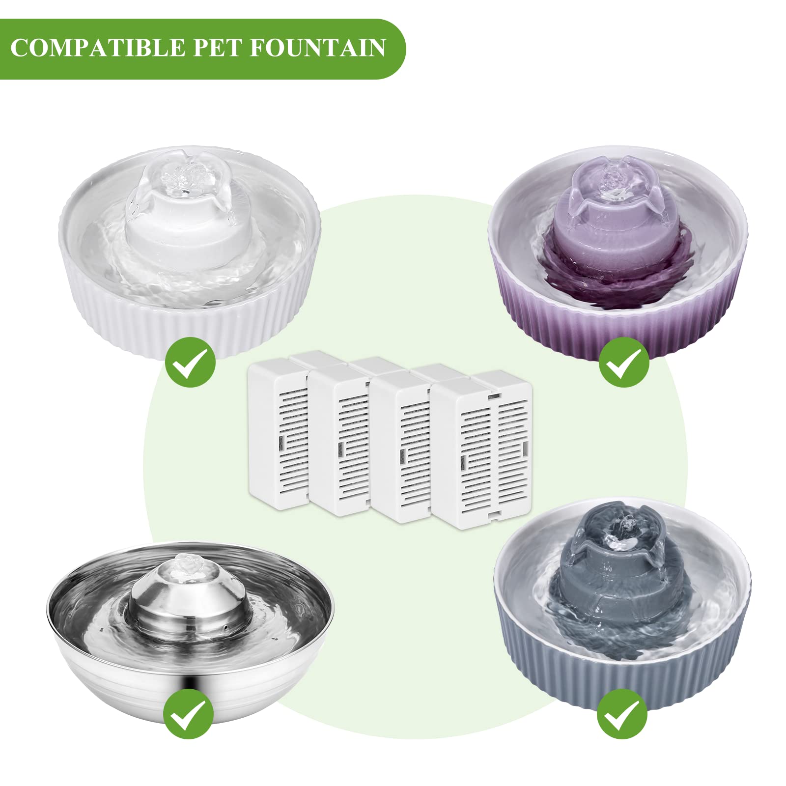 Cepheus 16 Pack Cat Water Fountain Filter With 4 Foam, Cupcake Pet Fountain Replacement Filters For Ceramic Cat Water Fountain, Carbon Fountain Filter Set