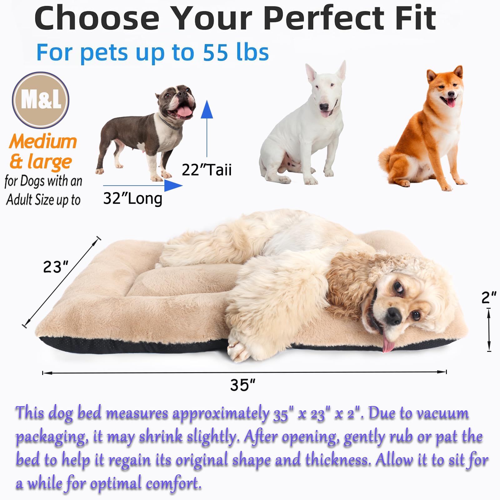 36 Inch Dog Crate Bed Pad For Medium/Large Sized,Washable Dog Bed For Crate Fits Dogs Up To 55 Lbs,Ultra Soft Pet Kennel Mattres