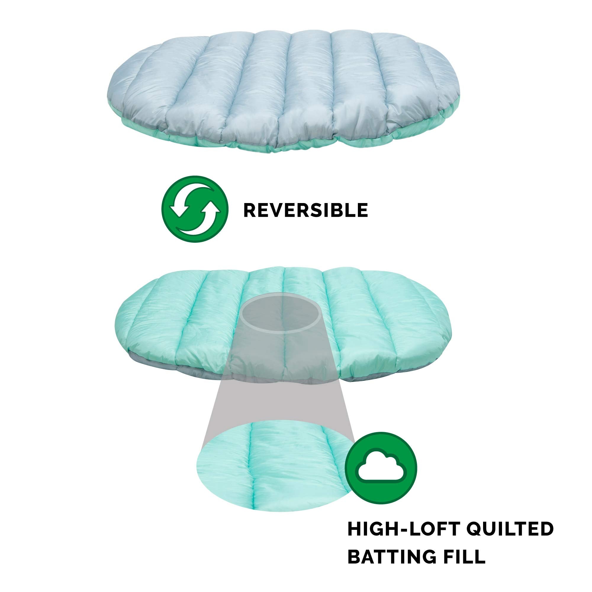 Furhaven Outdoor Travel Dog Bed For Large/Medium Dogs W/ Carry Bag, Washable & Foldable, Great For Crates & Kennels - Trail Pup Travel Pillow Mat W/ Stuff Sack Bag - Aqua/Granite Gray, Large