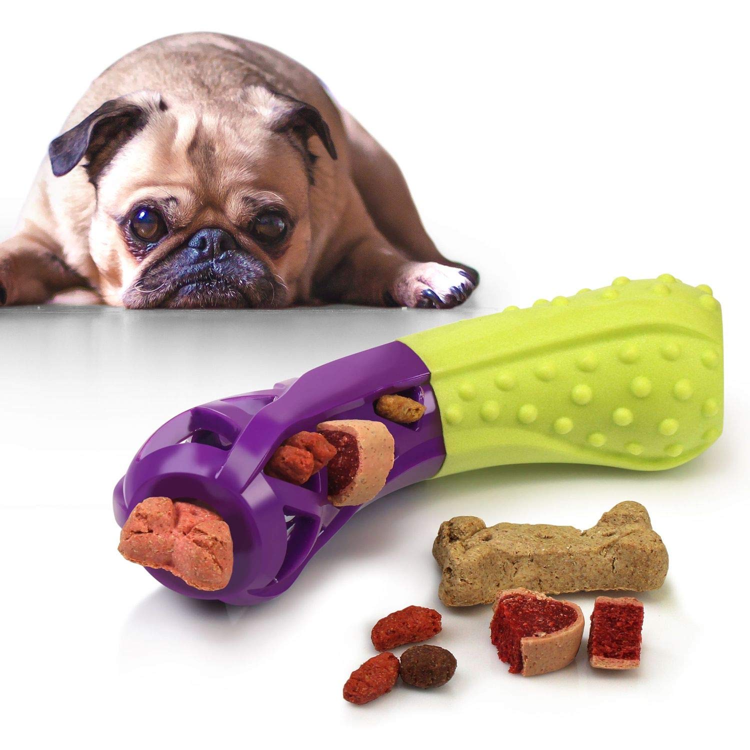 Fluffy Paws - Bone-Shaped Dog Squeaky Toy for Small-Medium Puppy & Dogs | Dental Dog Treat Chew Toy Helps Massage Dogs Gums, Goo