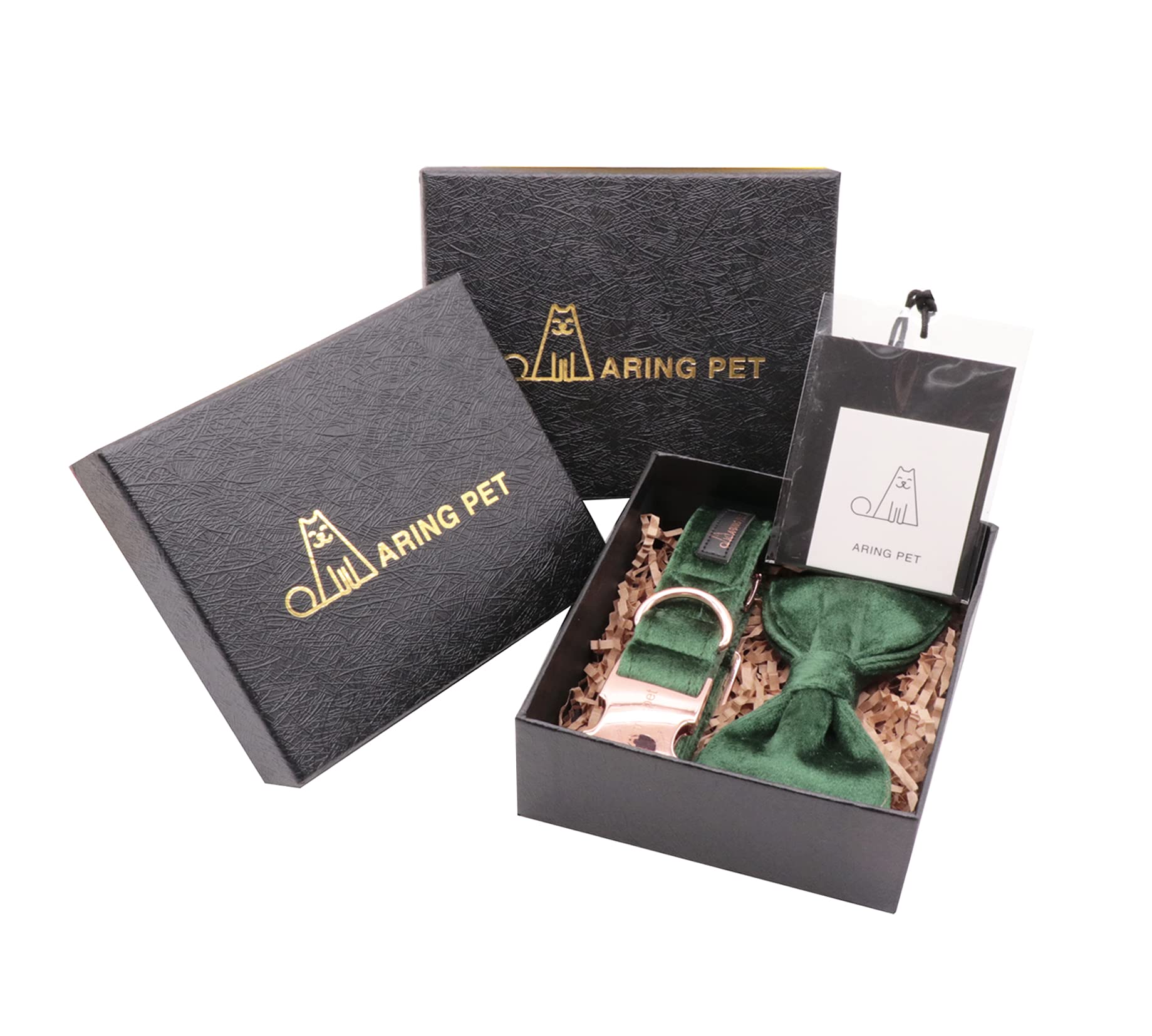 Aring Pet Dog Collars With Bowtie-Velvet Dog Bow Tie Collar, Adjustable Dark Green Dog Collar Medium (Pack Of 1)