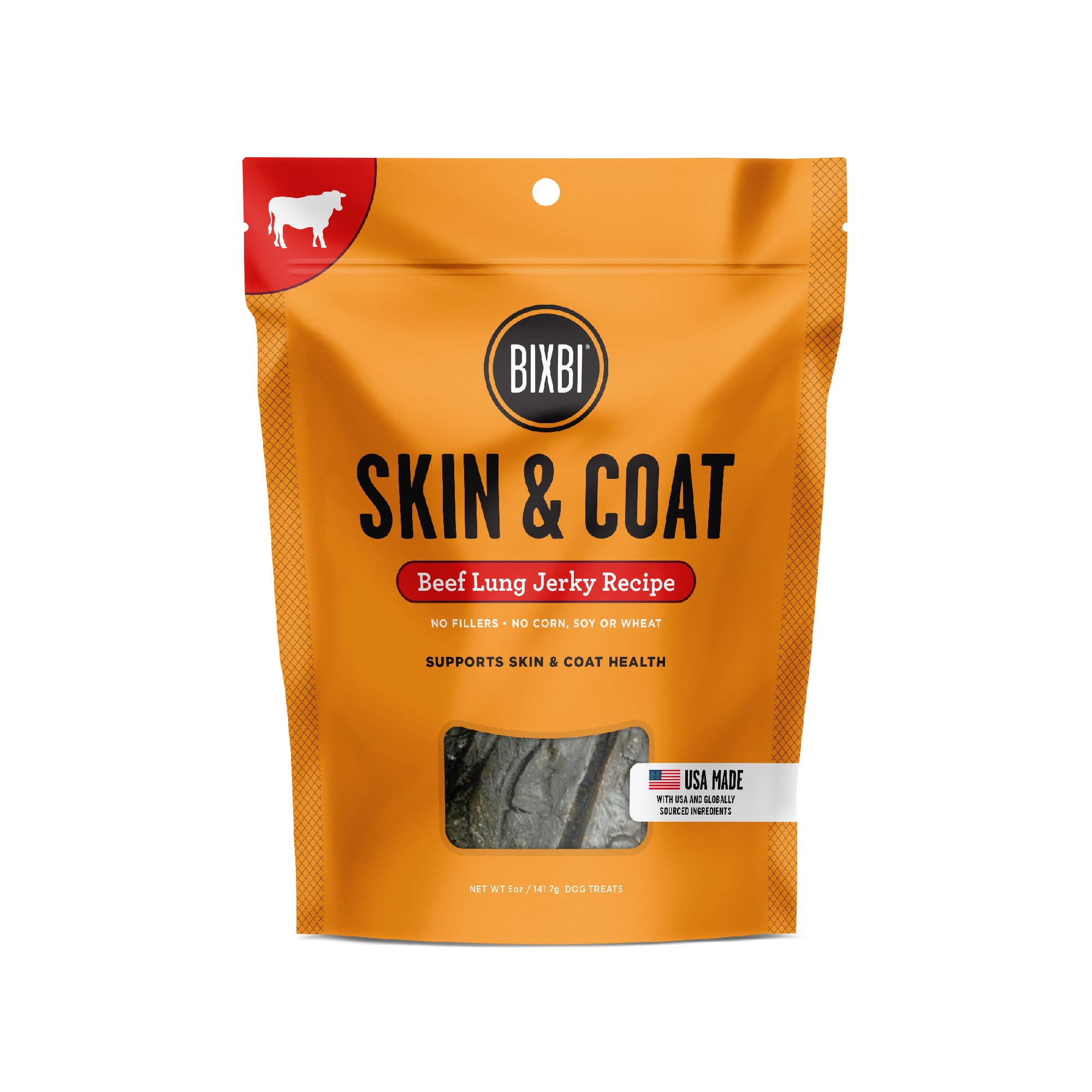 BIXBI Skin & Coat Support Beef Liver Jerky Dog Treats, 5 Oz - USA Made Grain Free Dog Treats - Antioxidant Rich To Support Shiny