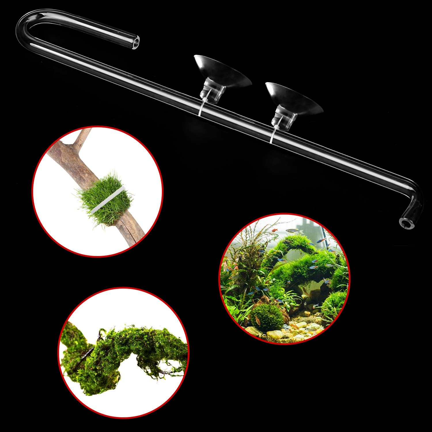 Febsnow Aquarium Suction Cups, Fish Tank Suction Cups Aquarium Suction Cup Clip Suction Hooks With 30 Pcs Adjustable Cable Ties For Plants, Planter, Binding Moss Shrimp Nest (20)