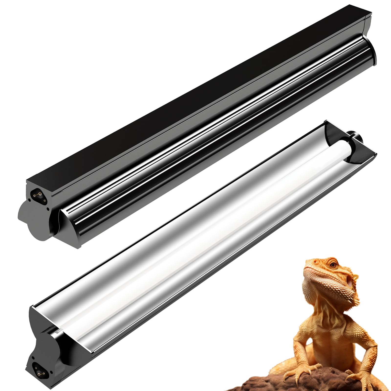 Reptidldb 8W T5 10.0 Uvb Reptile Light Fixture 12'' - High Output Uva Uvb Light For Bearded Dragons, Turtles & Snakes - Compact 