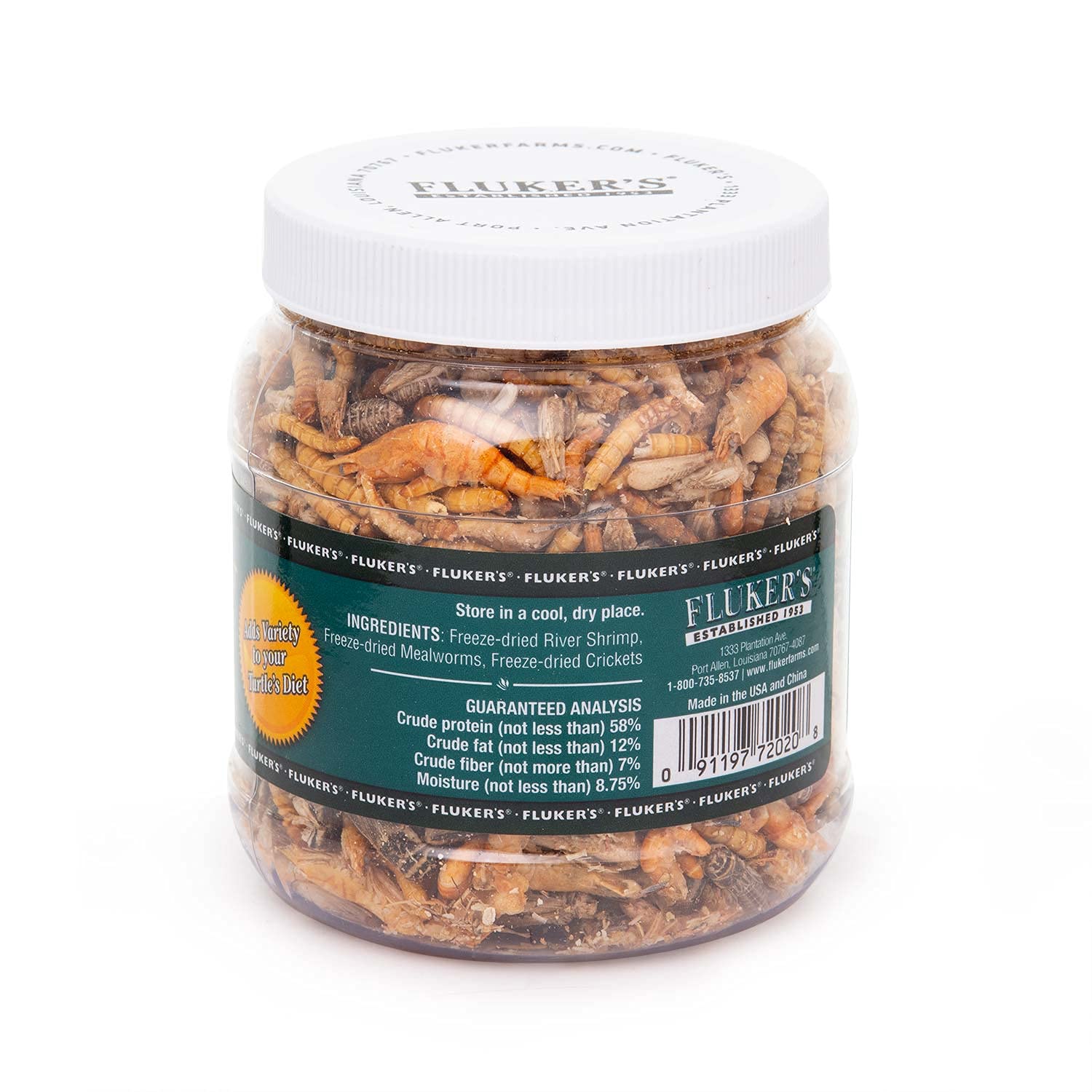 Flukers Medley Treat for Aquatic Turtles, River Shrimp, Mealworms, and Crickets, 1.5 oz