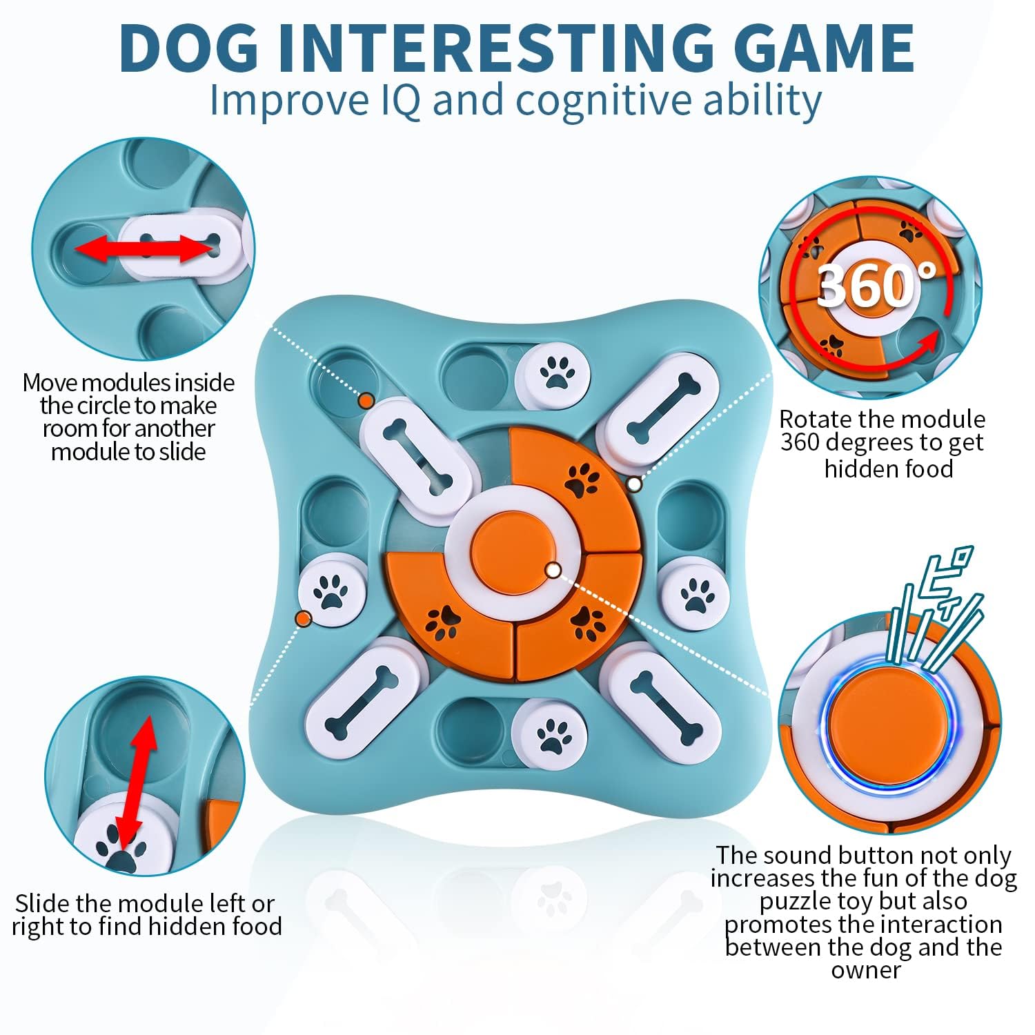 Foxmm Interactive Dog Treat Puzzle Toys For Iq Training & Mental Stimulating,Fun Slow Feeder,Large Medium Small Dogs Enrichment Toys With Squeak Design