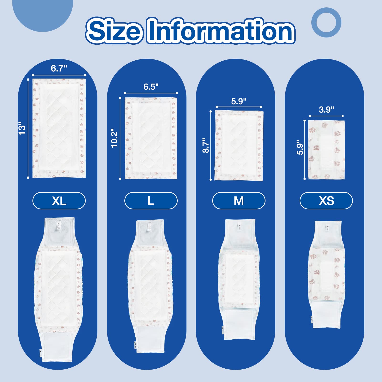 Leopinky Disposable Dog Diaper Booster Pads M - 100 Count, Dog Diaper Liners For Male And Female Dogs, Inserts Fit Most Puppy Di