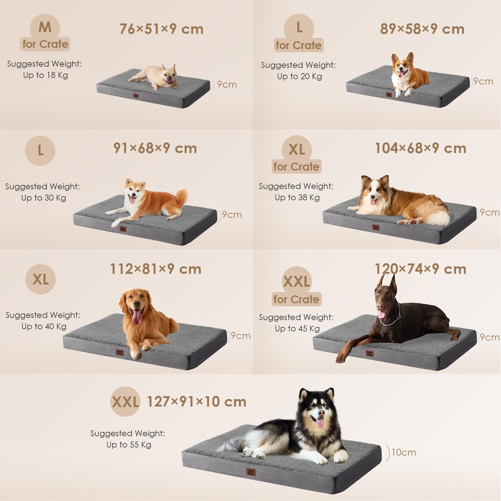 Eheyciga Washable Dog Beds For Large Dogs, Big Orthopedic Large Dog Bed With Removable Cover, Durable Pet Bed Dog Mat Mattress C