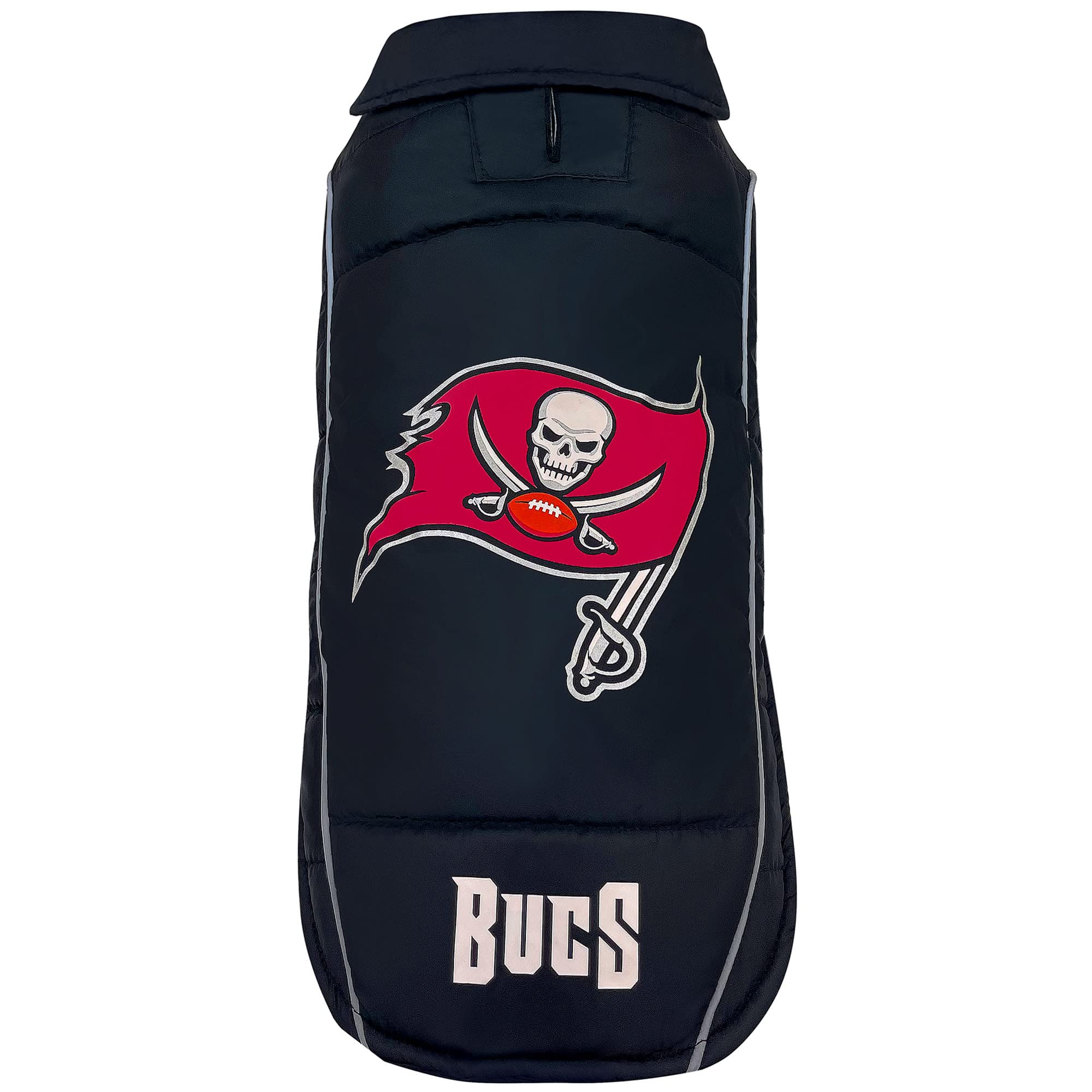 Nfl Tampa Bay Buccaneers Puffer Vest For Dogs & Cats, Size Medium. Warm, Cozy, And Waterproof Dog Coat, For Small And Large Dogs