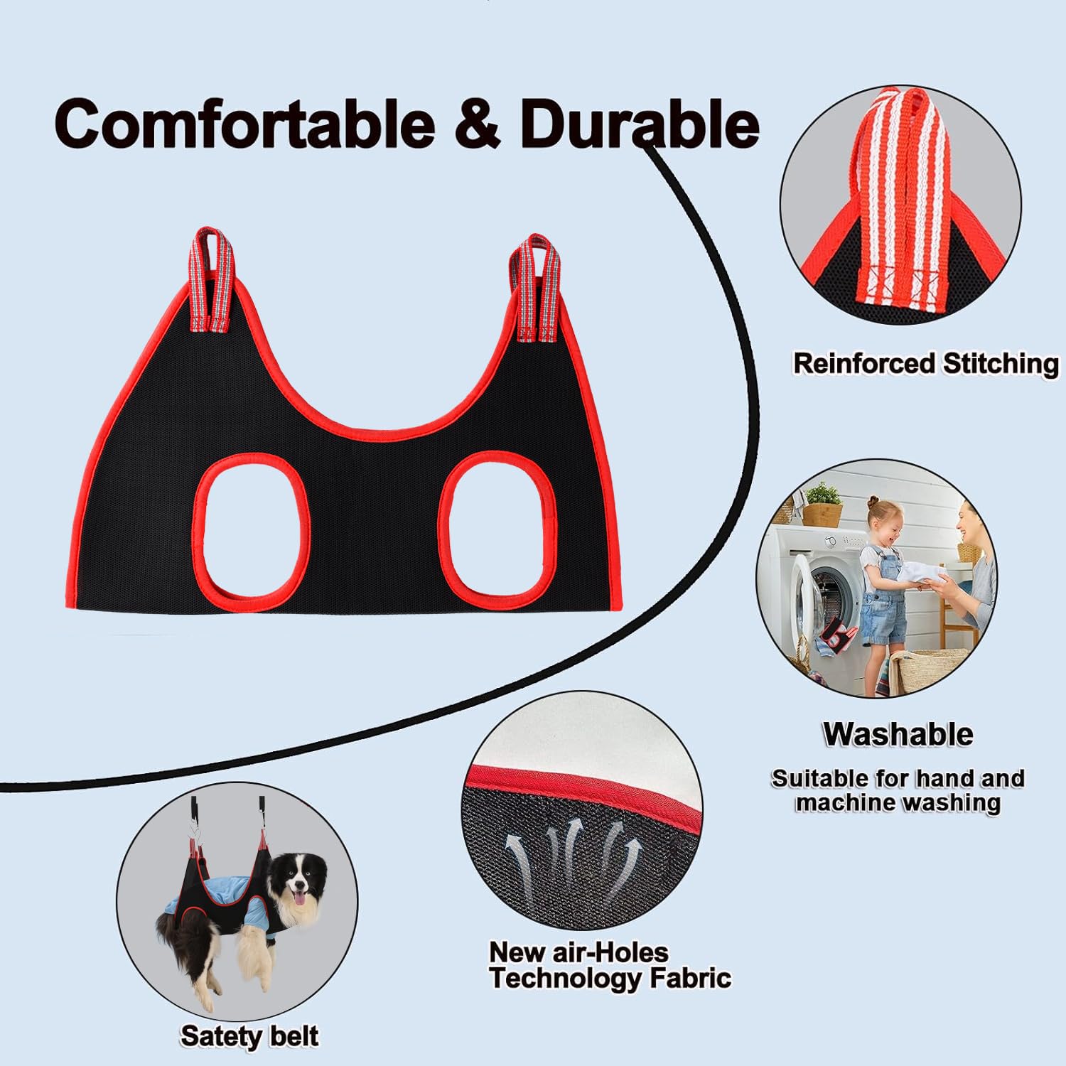 ATO-DJCX Pet Grooming Hammock Harness for Large Dogs, Breathable Pet Dog Hammock Restraint Bag,Dog Grooming Sling Helper for Tri