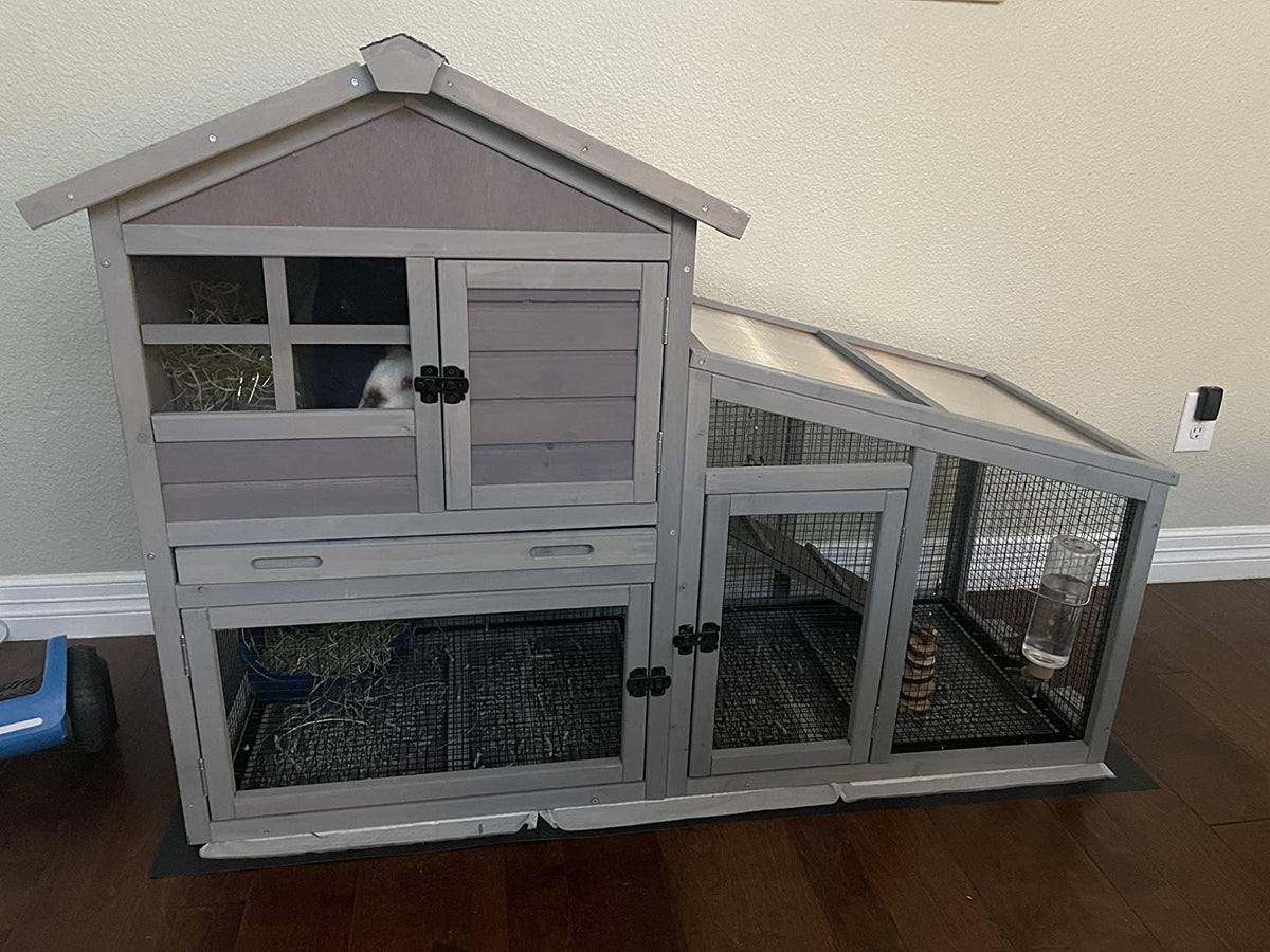 Aivituvin Chicken Coop Rabbit Hutch Outdoor Bunny Cage Indoor With Removable Bottom Wire Mesh Rabbit Cage With Uv Panel 53.4' L X 23.6' W X 38.1' H