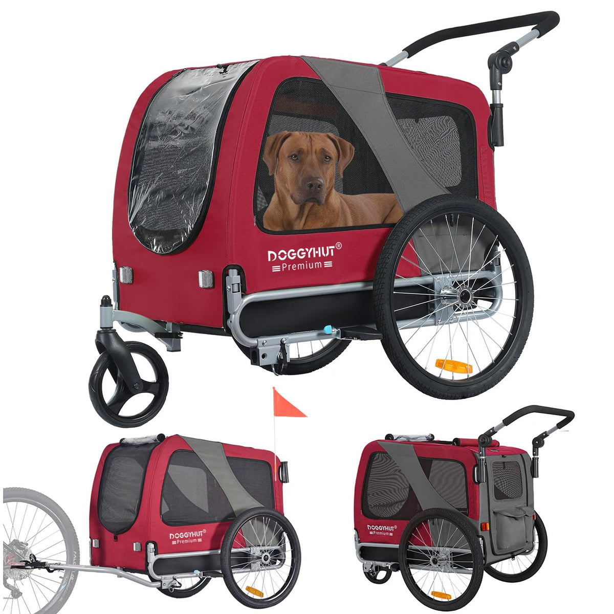 Doggyhut Premium Large Pet Bike Trailer & Stroller For Medium Or Large Dogs,Bicycle Trailer For Dogs Up To 78 Lbs