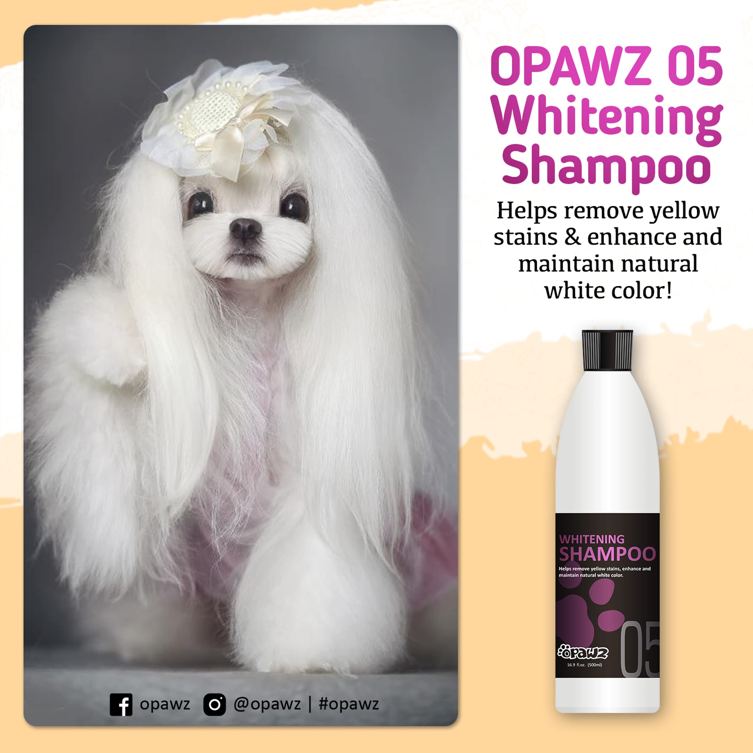 OPAWZ Whitening Purple Shampoo for Dogs and Cats, 16.9 oz - Safely Removes Yellow Stains, No Bleach, Peroxide or Sulfate