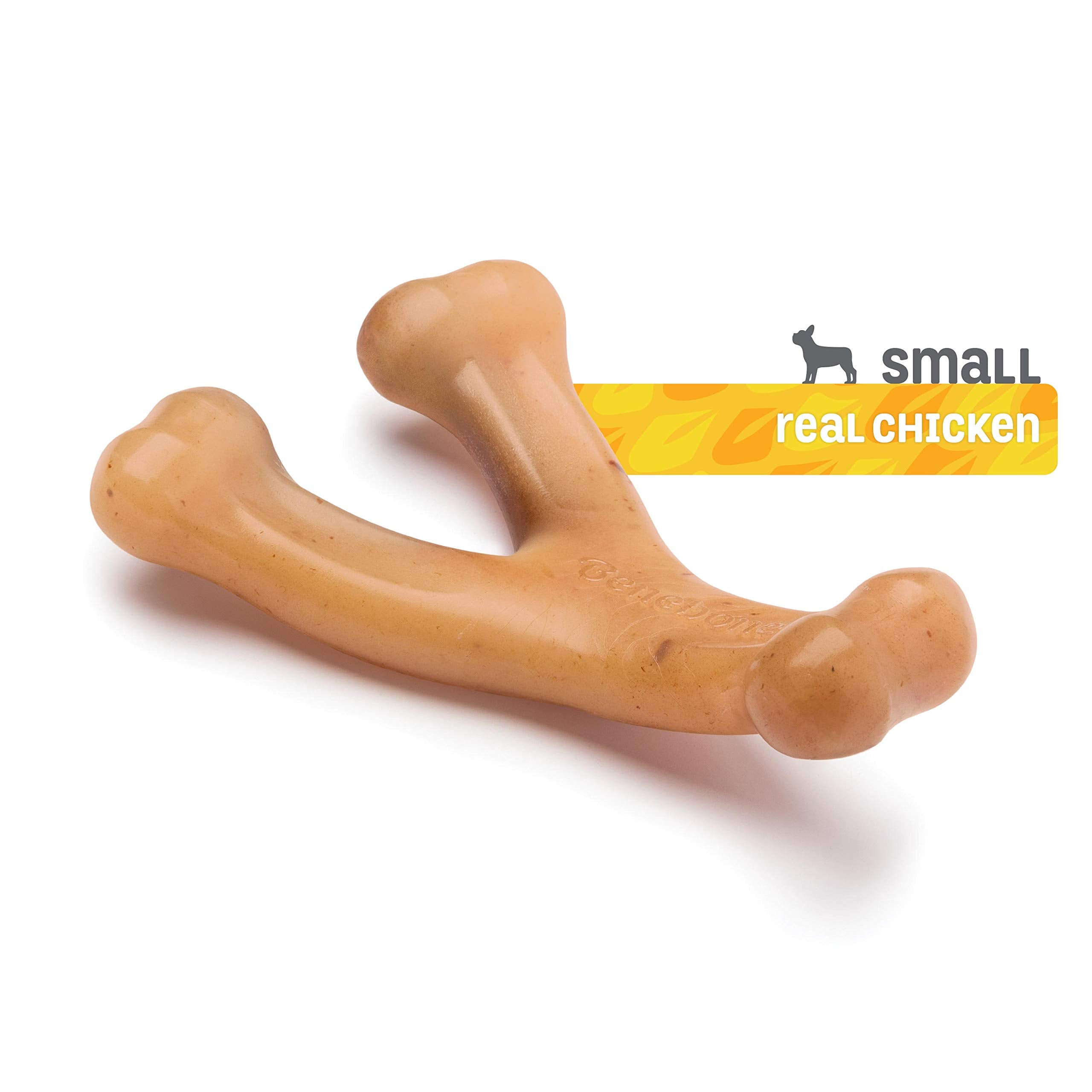 Benebone Wishbone Durable Dog Chew Toy For Aggressive Chewers, Real Chicken, Made In Usa, Small, For Any Breed