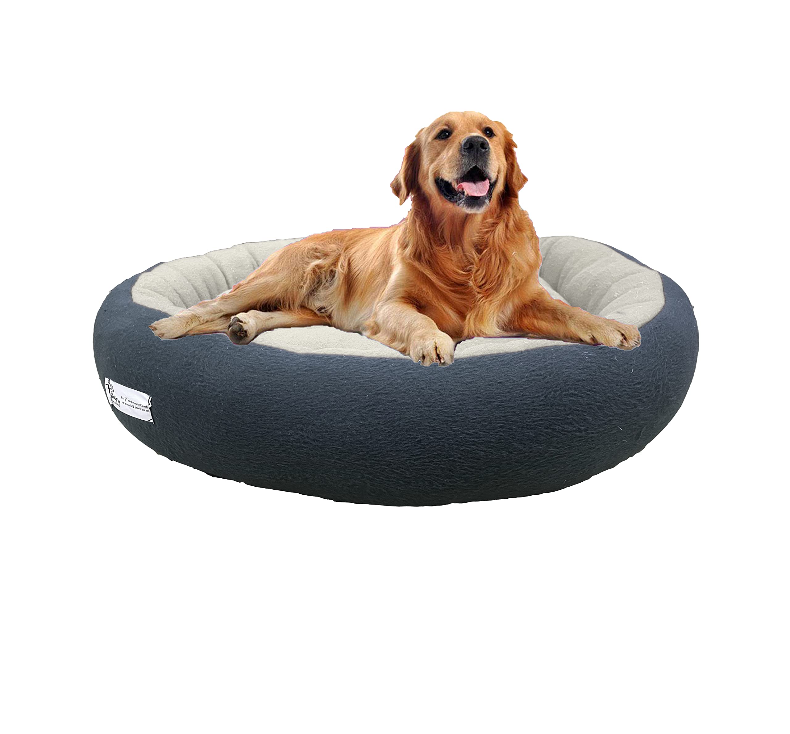 Gorgeous Poofy Dog and Cat Bed Medium Size Round Shape Fleece Fabric Ultrasoft Micro Fiber Filling for Extra Comfort Dual Color 