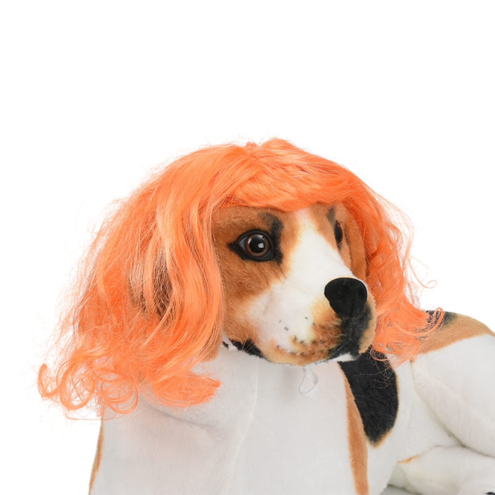 Funny Orange Long Curly Dog Wig, Cat Cosplay Wig, Pet Wigs For Halloween, Christmas, Parties, Festivals, Dog Wigs For Small Medium And Large Dogs