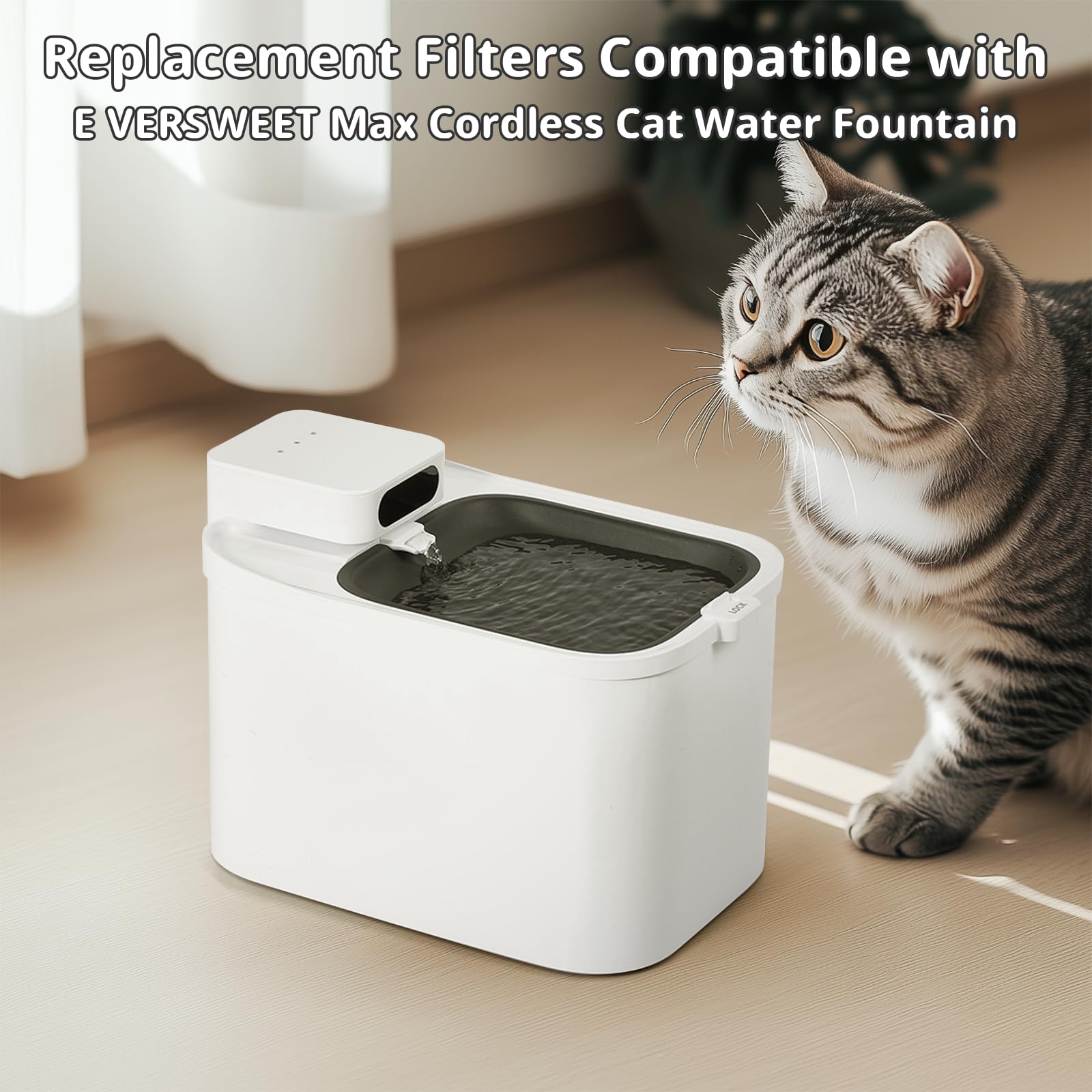 Filter Unit Rect For E Versweet Max Cordless 105Fl Oz/3L Pet Cat Water Fountain Filter Replacement (Square-10 Filters+10 Sponges