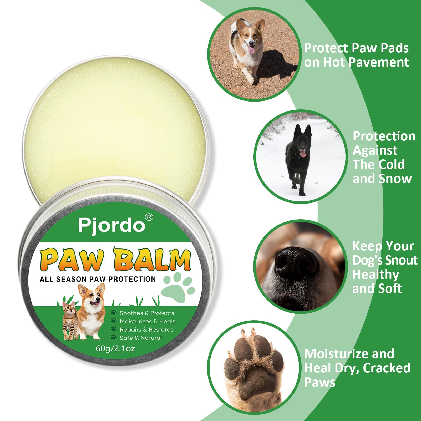 Pjordo Dog Paw Cleaner, No-Rinse Pet Paw Cleanser For Dogs Large Medium Small Xl Breed, Dog Paw Balm For Repairs Dry Cracked Paw