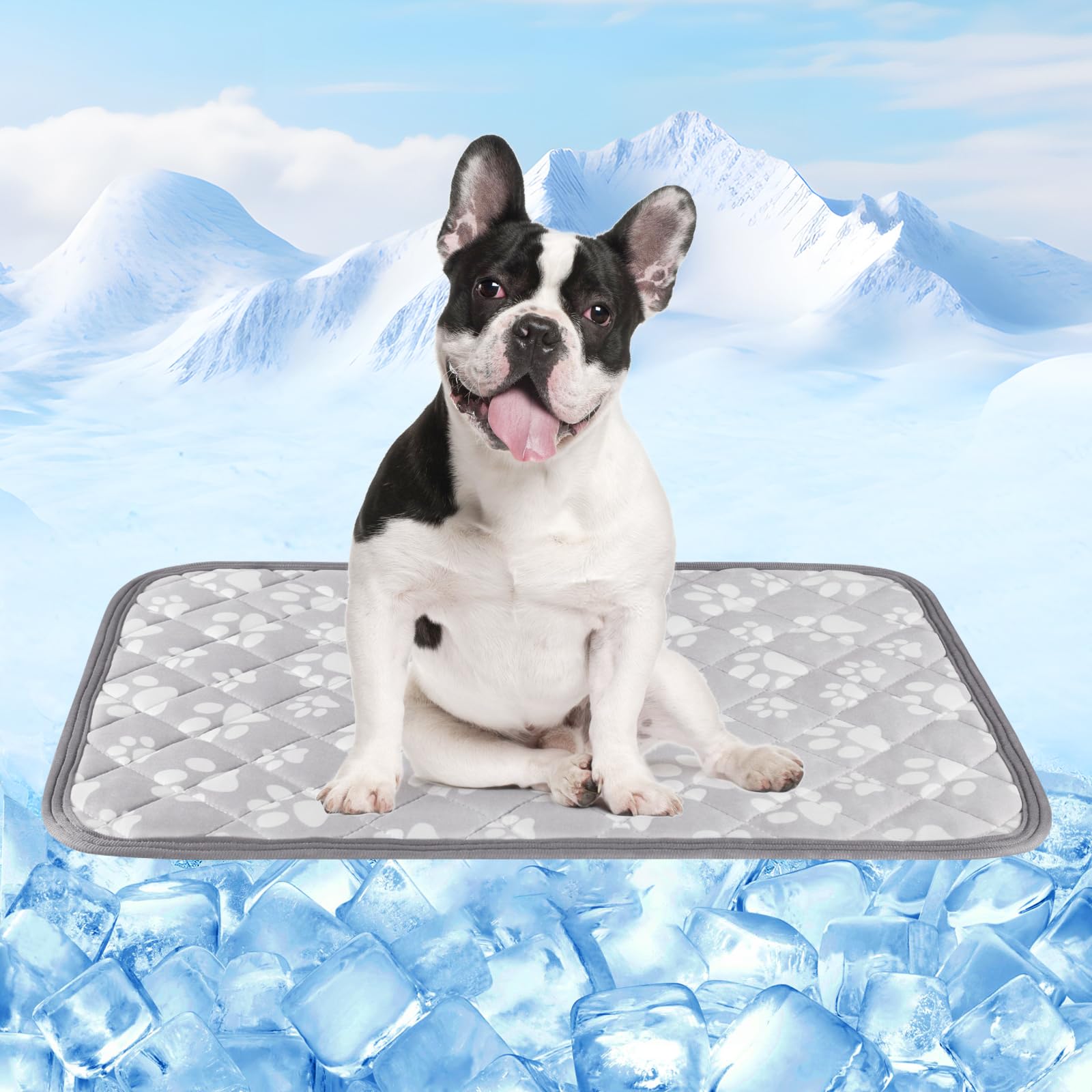Rywell Cooling Mat For Dogs New Grey Edition, 30''X 20''Endothermic Color Changing Arc-Chill Cooling Fiber,Washable Non-Toxic Su