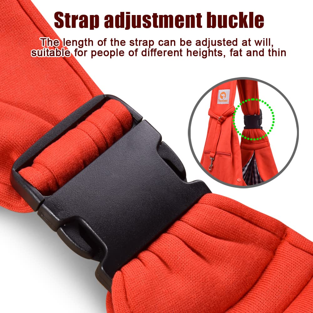 Tomkas Small Dog Sling Carrier - Adjustable Strap & Zip Pocket - for 3-10 lbs Pets(Red)