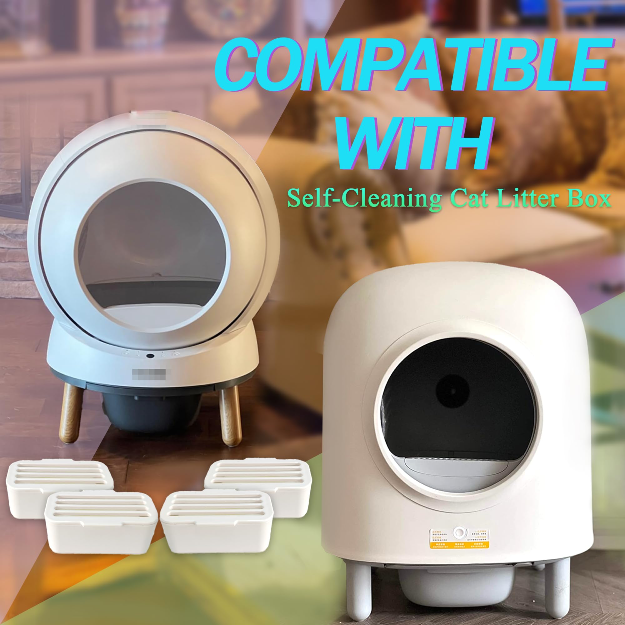 Purifylogix 4 Pcs Deodorant For Petsafe Scoopfree Smartspin Self-Cleaning Cat Litter Box, Air Freshener For Hholove Automatic Ca