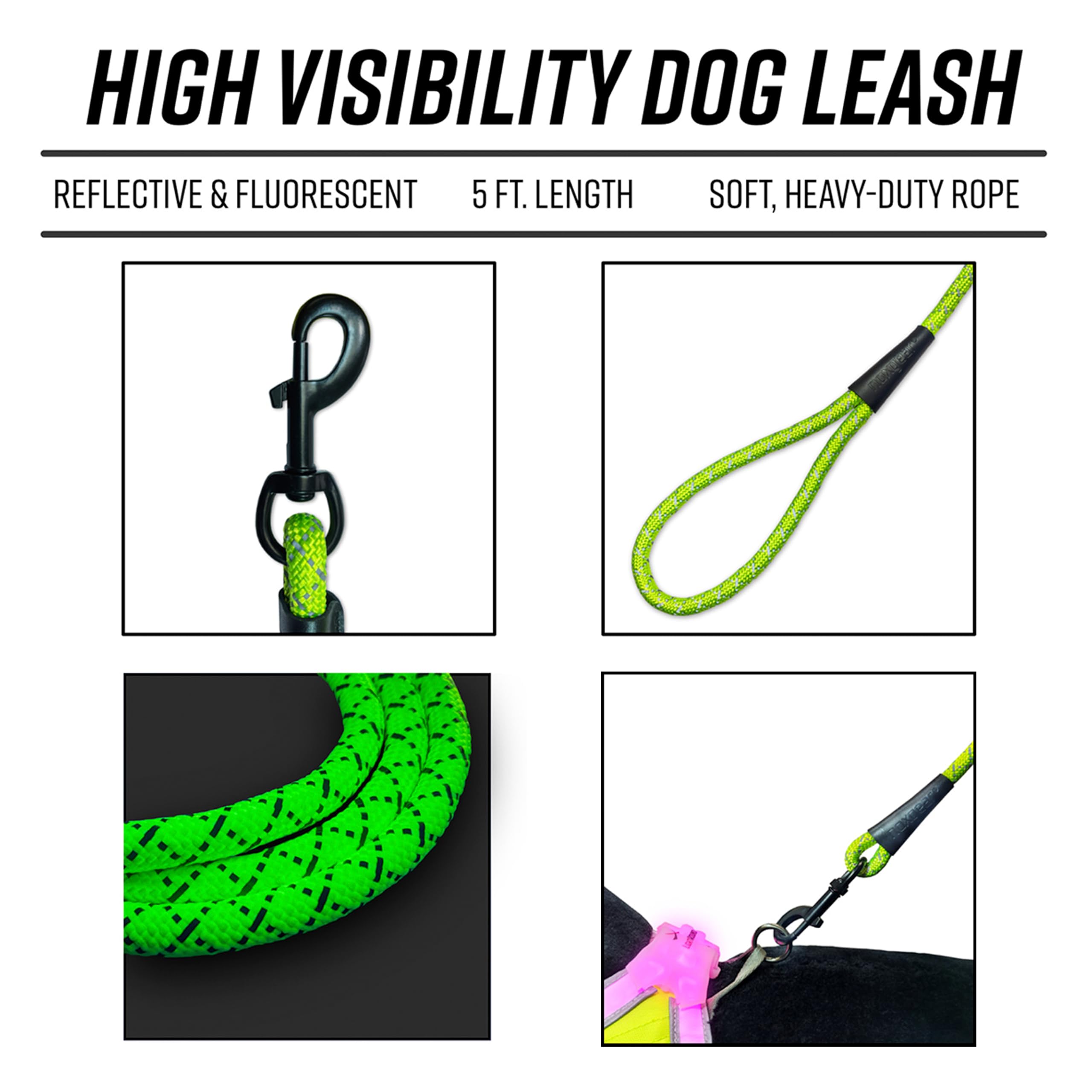 Noxgear LightHound (X-Large) + High-Visibility Dog Leash - Illuminated and Reflective Harness for Dogs Including Multicolored LE