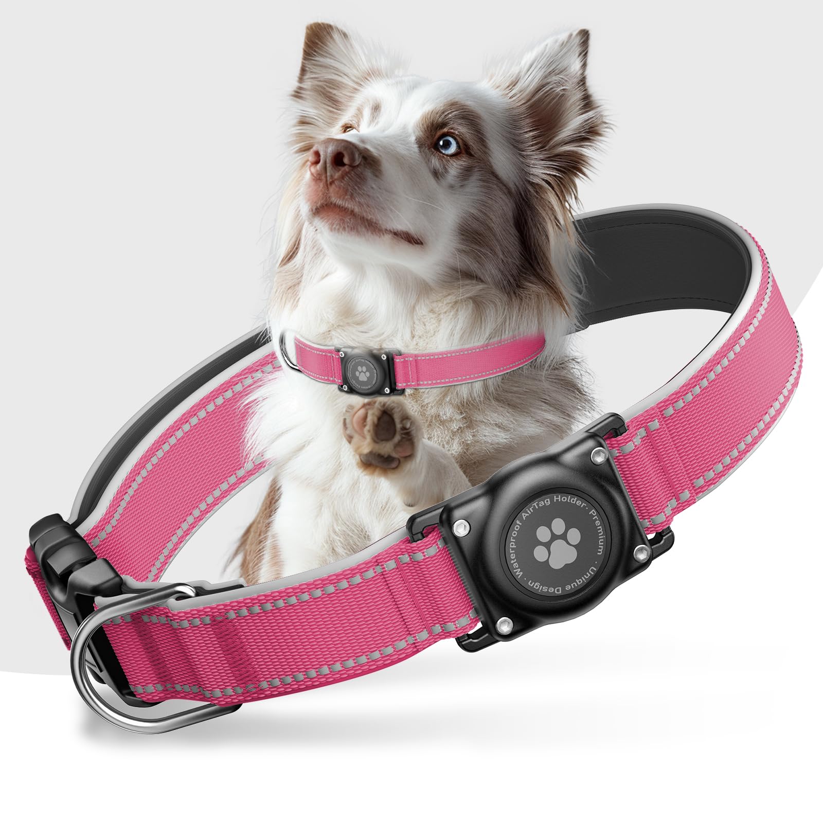 Airtag Dog Collar - 100% Waterproof Air Tag Dog Collar Holder For Apple Airtag, Reflective, Soft Padded, Everlasting, Gps Dog Co
