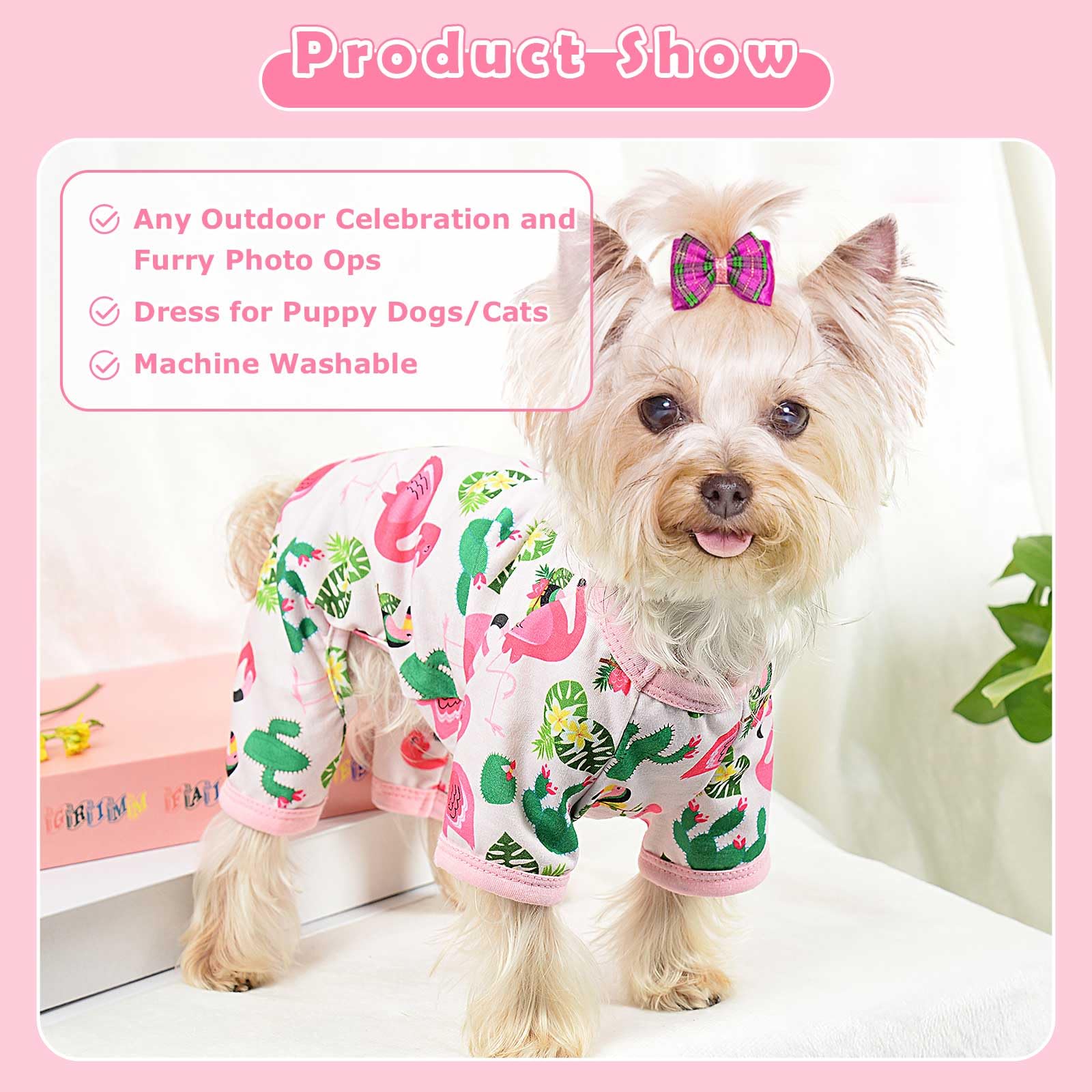 Dosuyi Dog Pajamas Spring Summer Pet Clothes For Small Dogs Girl Boy Soft Stretchy Puppy Clothes Cat Pjs Pet Jammies Outfit (Fla