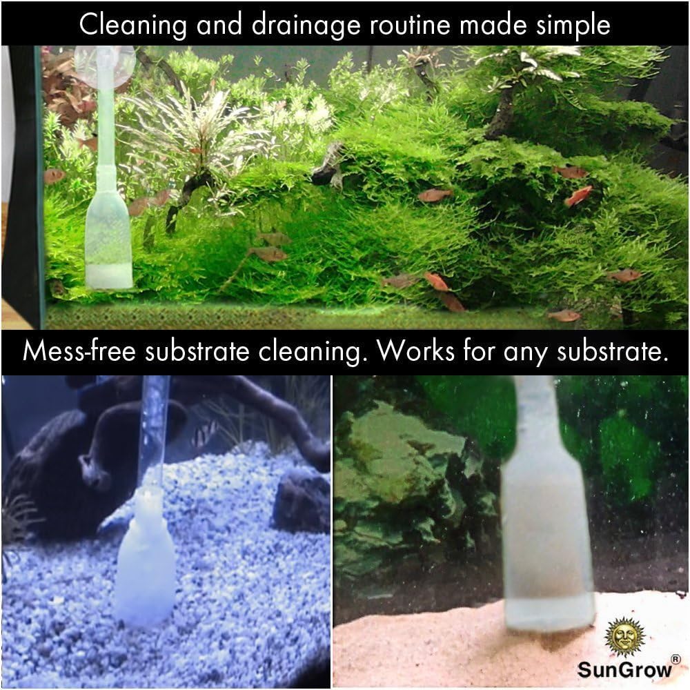 Sungrow Water Siphon Pump For Fish Tank With Priming Bulb, 35 Nozzle Net, 65-Inches, Long Nozzle Sand Cleaning Kit, Fish Gravel