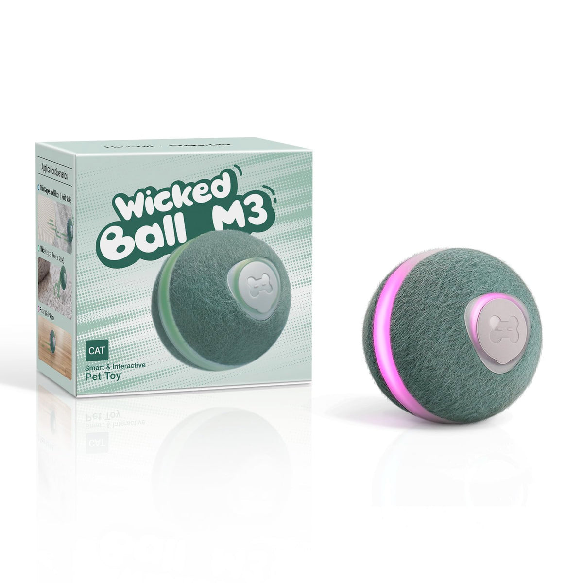Cheerble ?2025 Upgrade? Interactive Cat Ball, Wicked Ball M3, Automatic Moving Toy For Indoor Cat Kitten, Smart Anti-Depression 