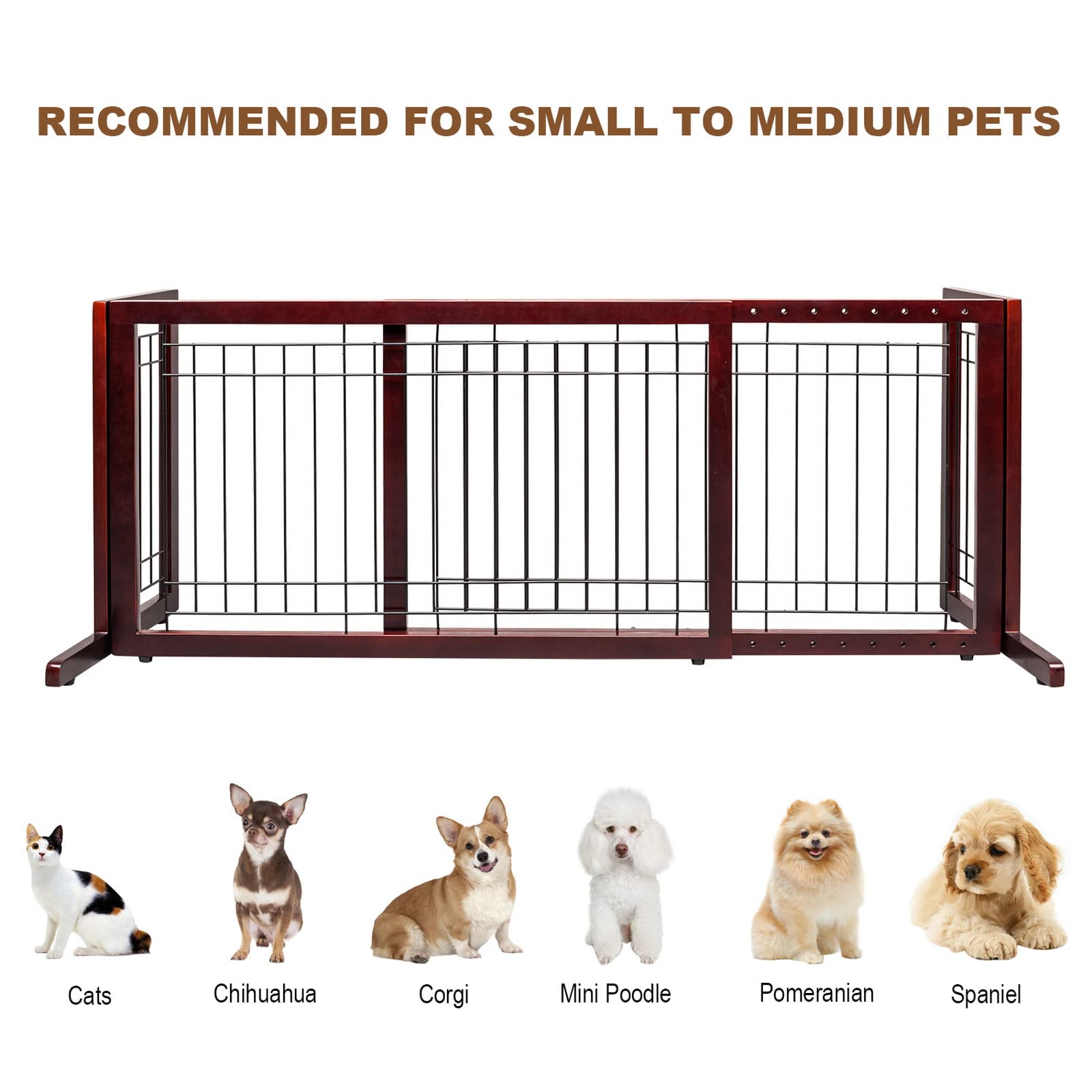 Bonnlo Free Standing Pet Gates for Dogs Indoor Dog Fence, Solid Wooden Dog Gates for The House,Doorways and Stairs, Doggie Gates