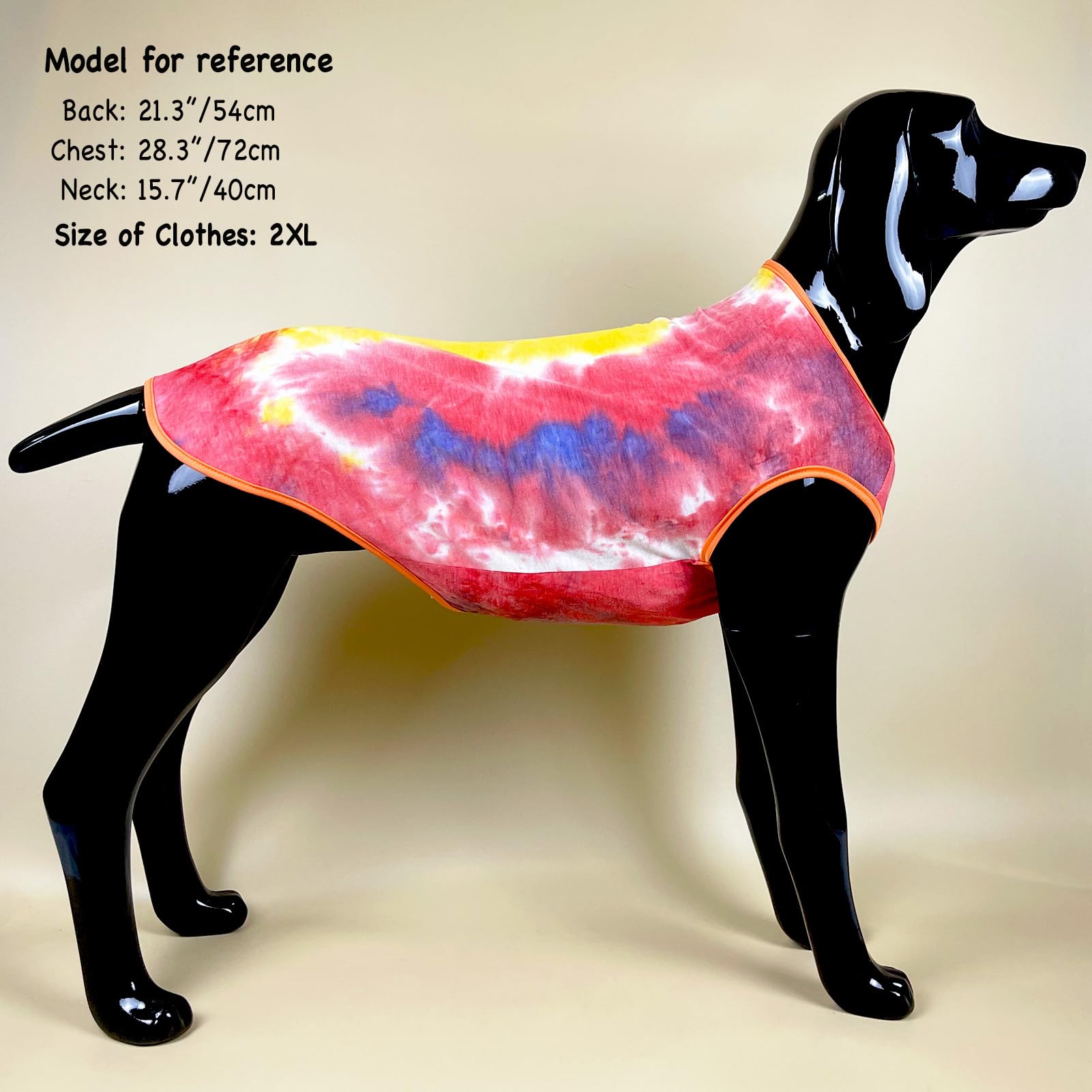 D.E.E Cotton Dog Shirts Large Tie Dye Dog Clothes Lightweight Girl Boy Big (Vestorange, L(19.6'' Back 23.6'' Chest))