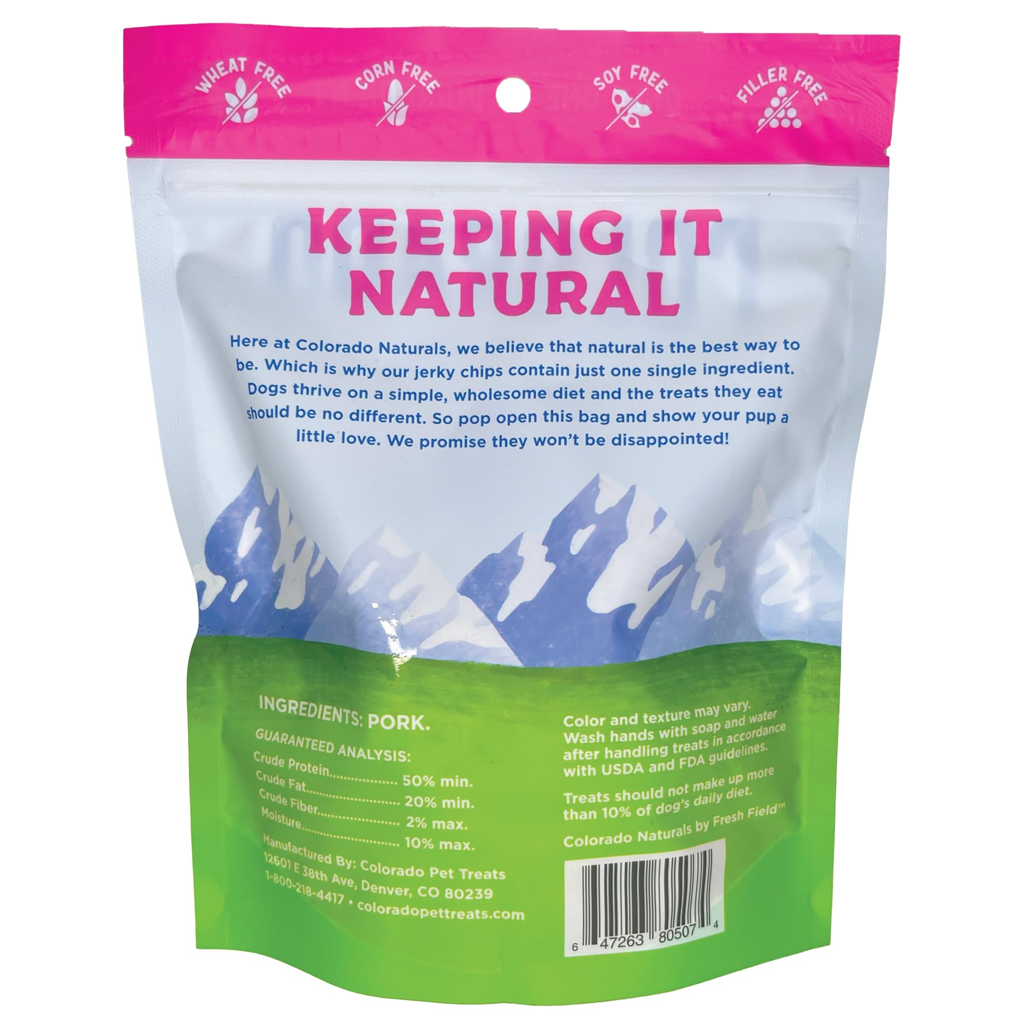 Colorado Naturals Bacon Jerky Chips Dog Treats – All-Natural, Made in USA, 6 oz, No Fillers or Preservatives, High Protein