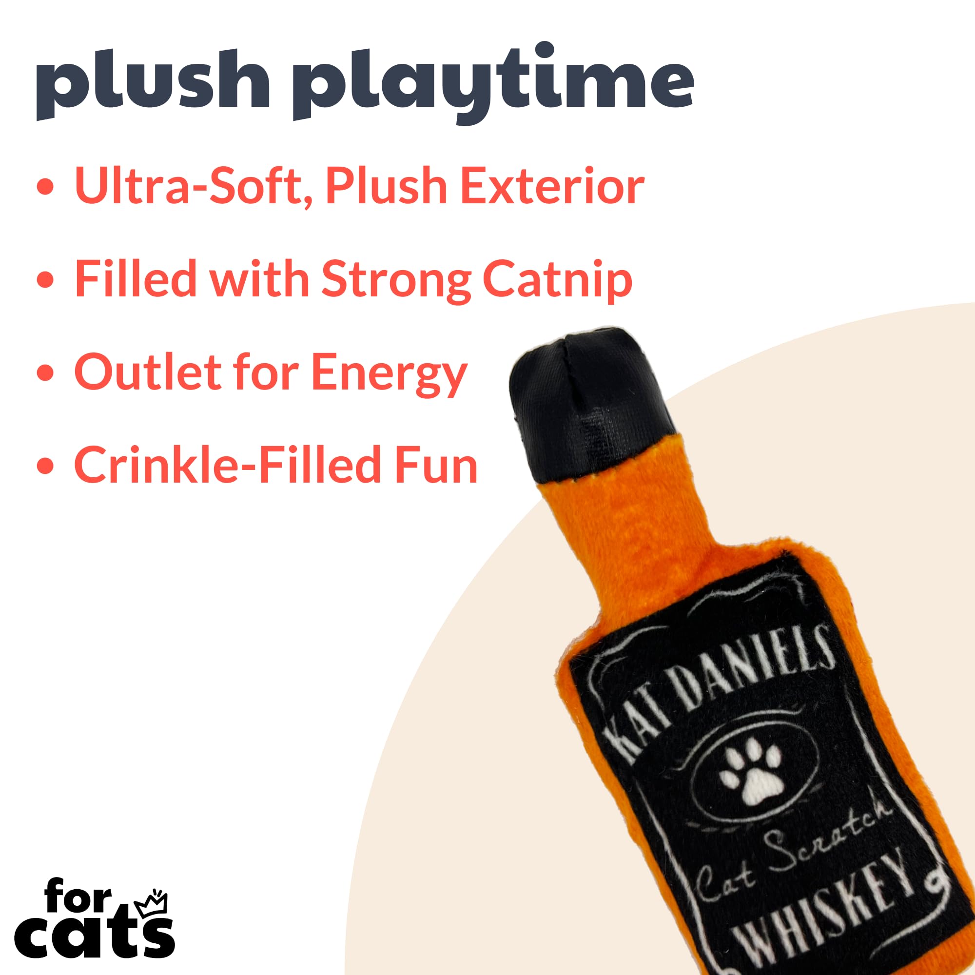 Huxley & Kent Plush Cat Toy - Kat Daniels Whiskey - Nappy Hour Strong Catnip Filled - Plush Interactive Kitten And Cat Toy With