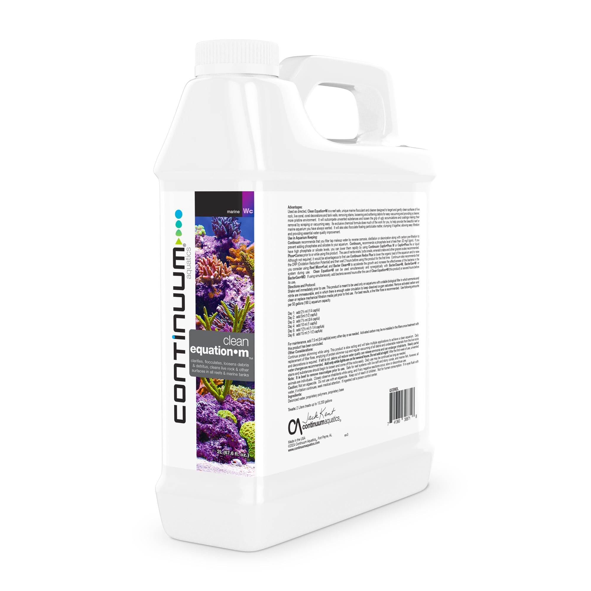 Continuum Aquatics Clean Equation M - Marine Aquarium Cleaner & Clarifier - Clears Water, Loosens Debris, Supports Reef & Fish H