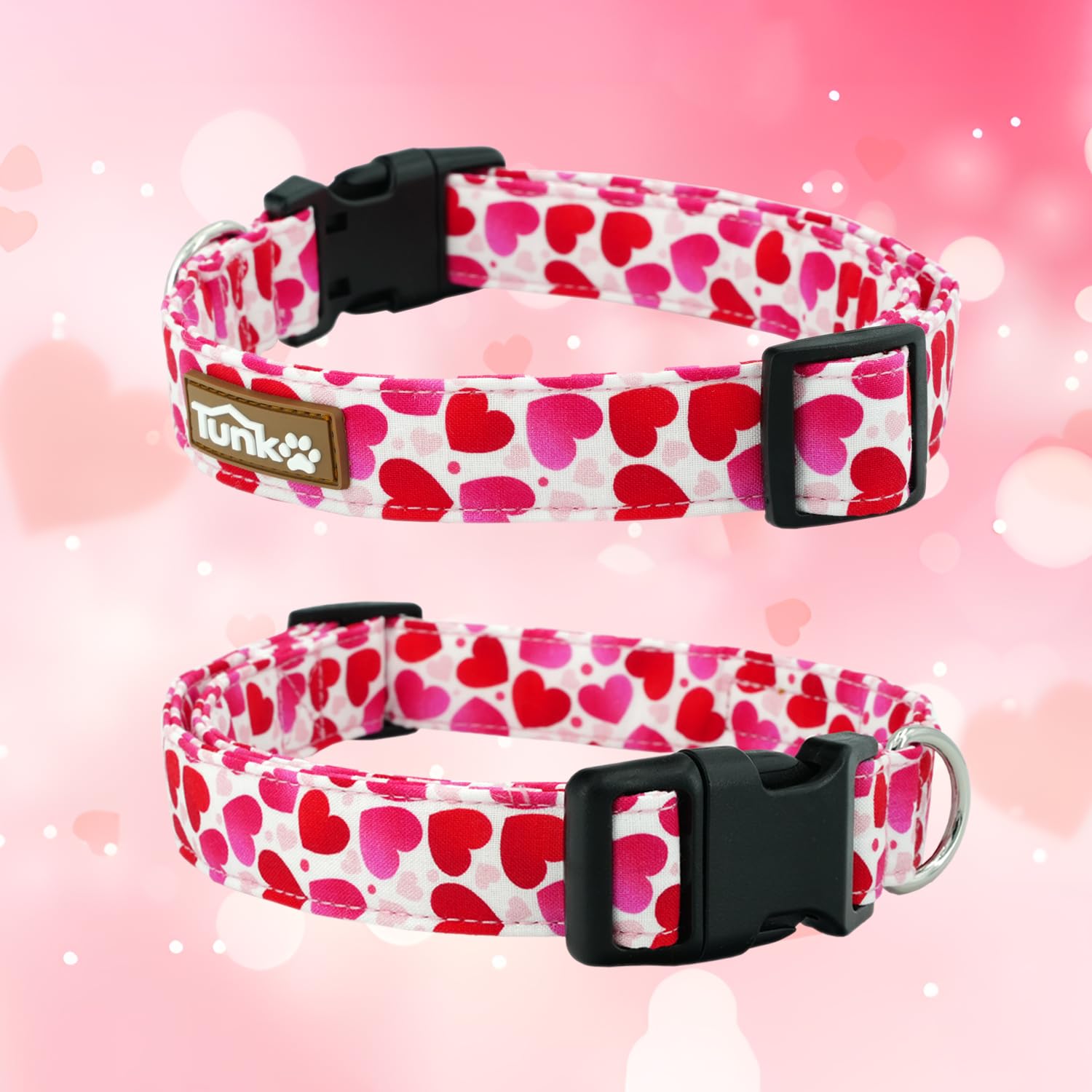 Tunkoo Valentine'S Day Dog Collar, Cute Adjustable Heart Collar For Boy And Girl Dogs, Dog Collar With Strong Plastic Buckle - F