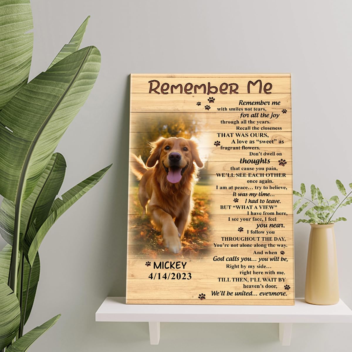S101616 Dog Memorial Portrait Canvas Gifts - Remember Me Memorial Personalized With Picture Date