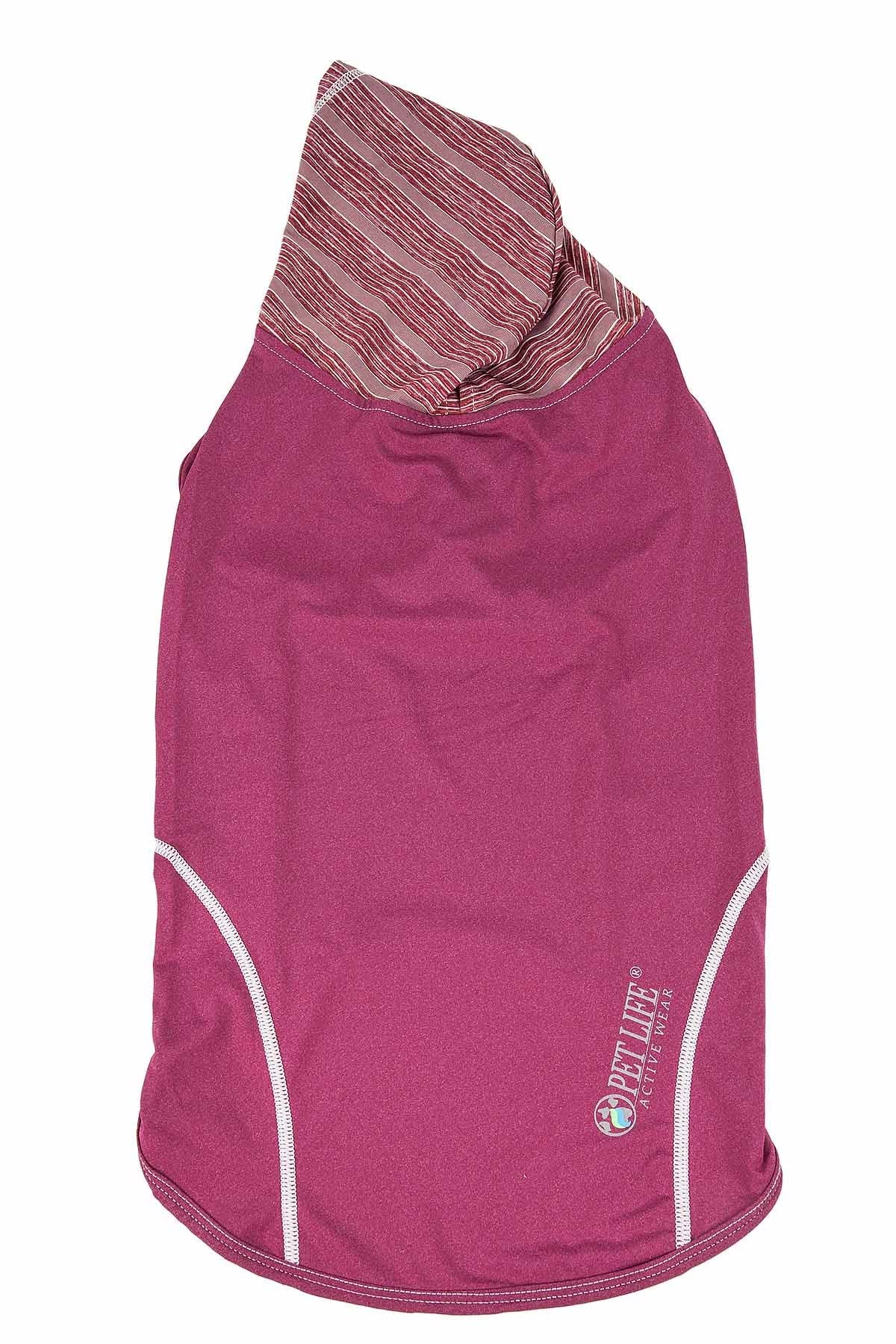 Pet Life  Active Pull-Rover Premium 4-Way Stretch Two-Toned Performance Sleeveless Dog T-Shirt Tank Top Hoodie, Large, Maroon