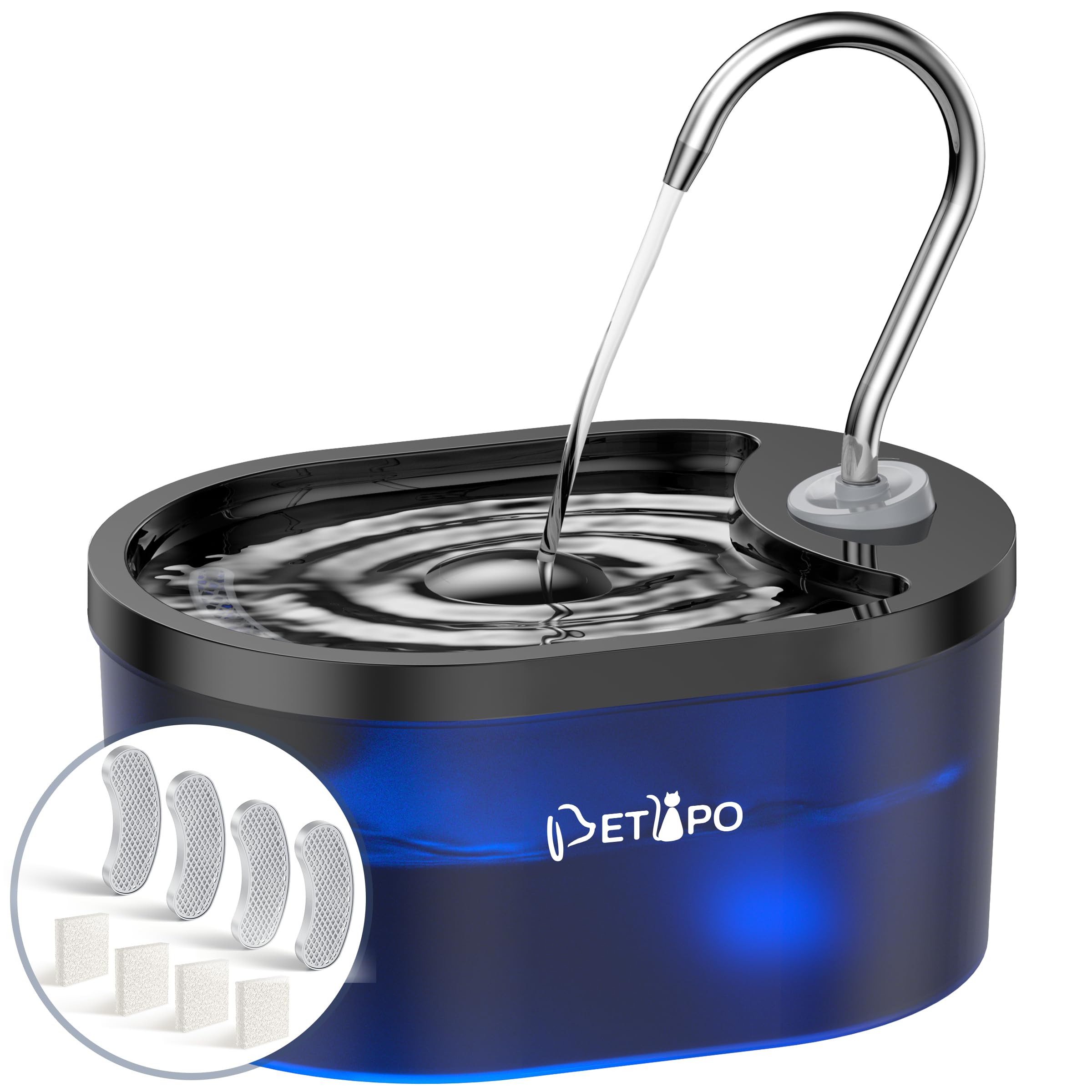 Cat Water Fountain, 3L/100Oz Super Silent Pet Water Fountains For Cats Indoor, Water Level Alert Cat Fountains For Drinking, Fau