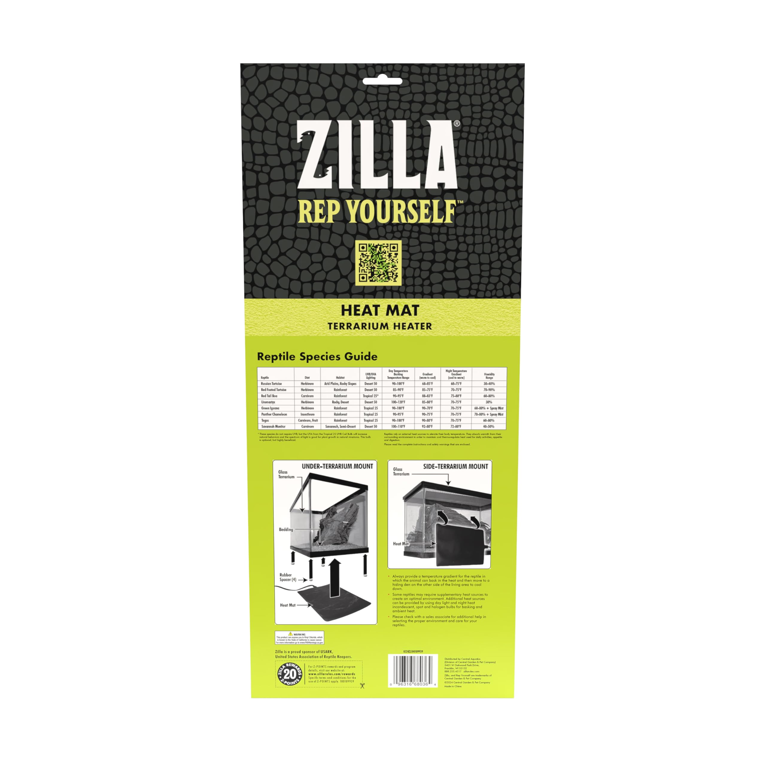 Zilla Terrarium Heat Mats Black Large, 50-60 Gallon, 24 Watt