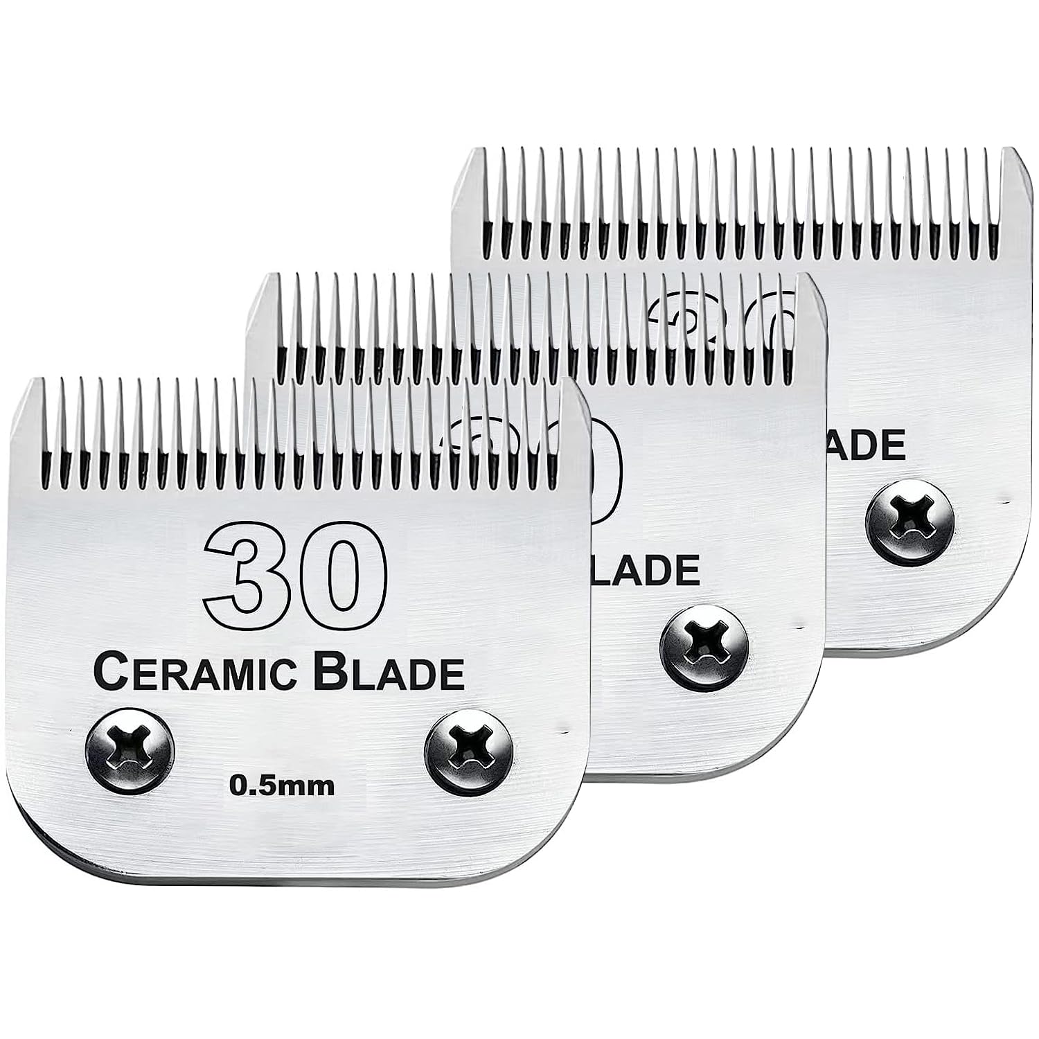 Audoc 3Pack #30 Blade Dog Grooming Clipper Replacement Blades Compatible With Wahl/Oster Dog Clippers,Detachable Ceramic Blade &