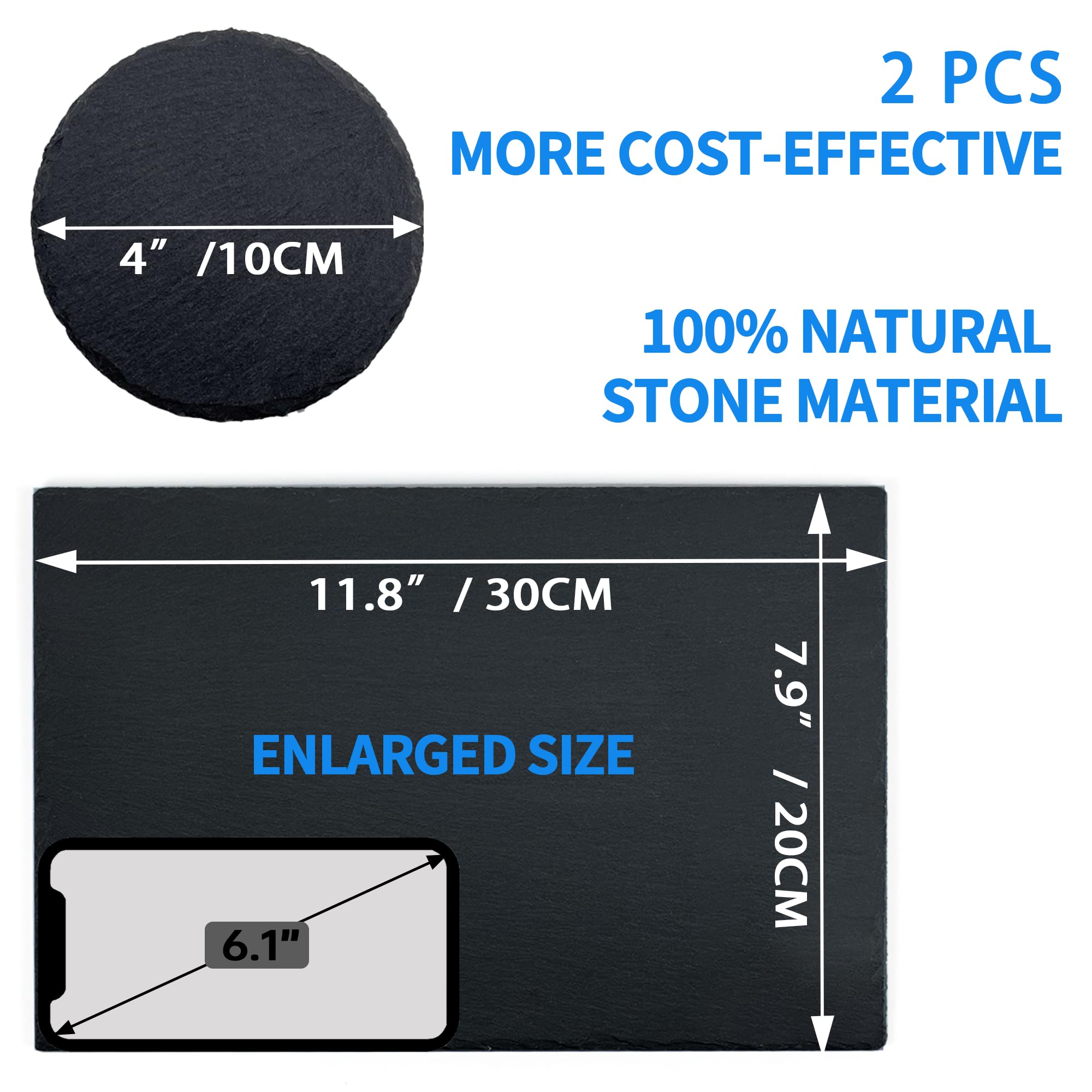 Inoscind 2 Pack Reptile Basking Platform 11.8    7.9'' + 4'', Reptile Slate, Basking Rock, Slate Tiles Rocks For Reptiles,Terrar