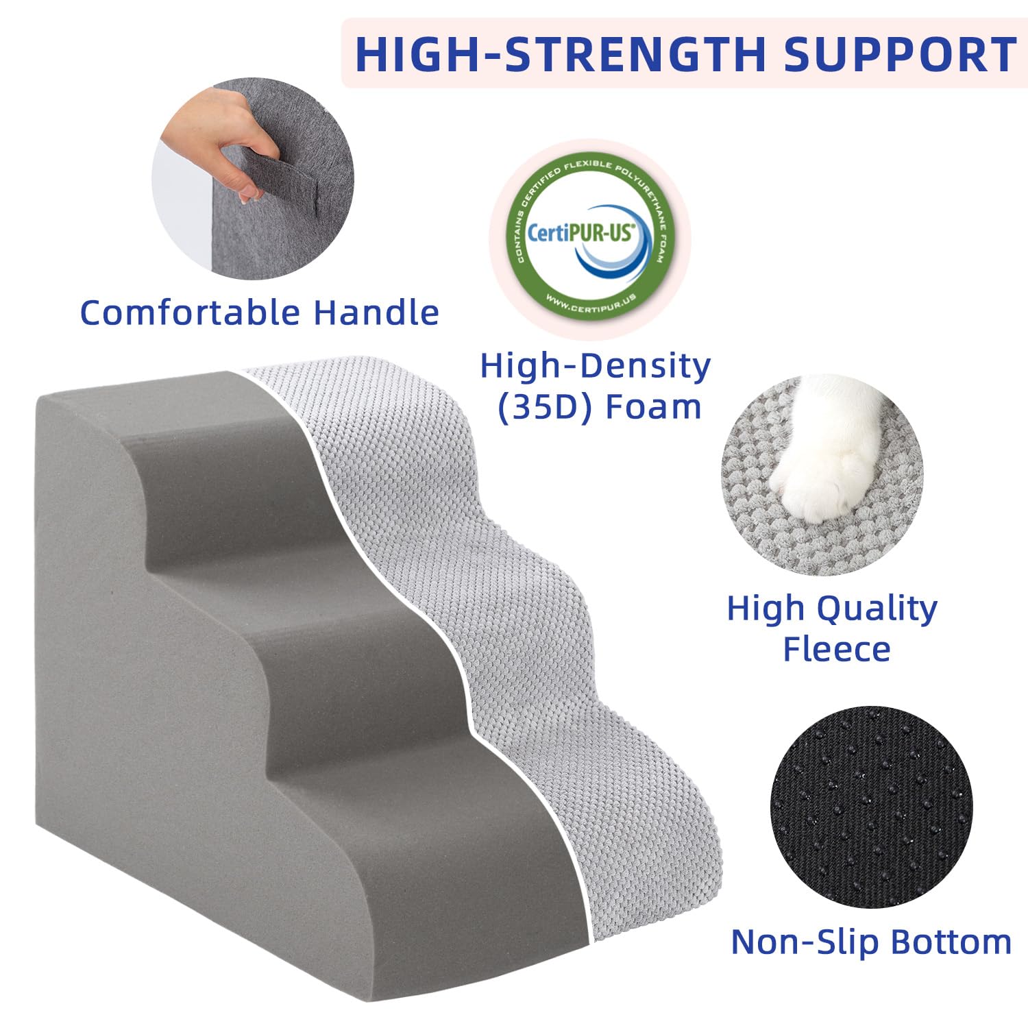 Pettycare Dog Stairs Ramp For High Beds And Couch,Curved Dog Steps For Small Pets, Pet Stairs Non-Slip Balanced Portable Puppy R