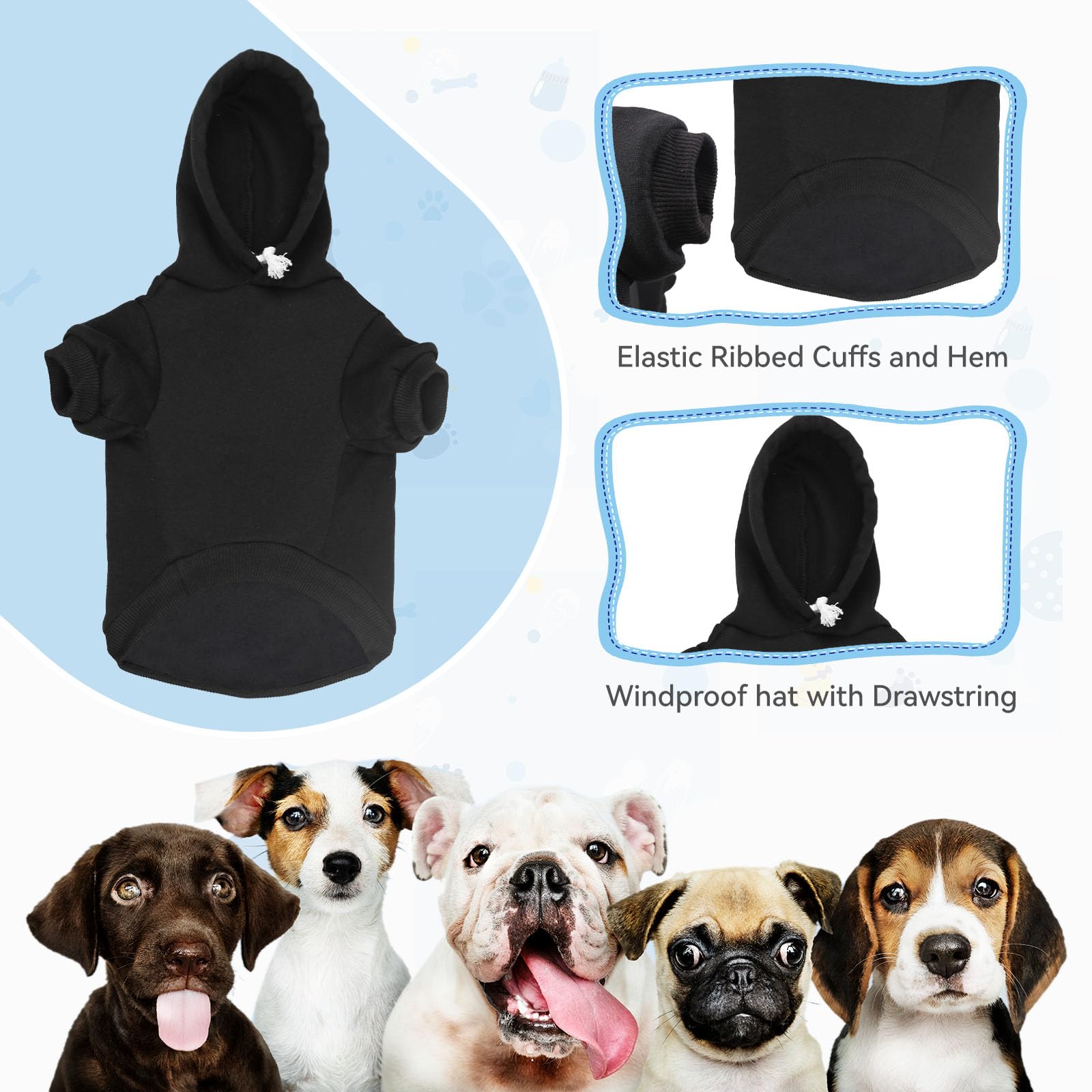 Dog Hoodie Dog Sweaters For Large Dogs Security Pet Sweater Soft Brushed Fleece Pet Clothes Hoodie Sweatshirt With Pocket(L)