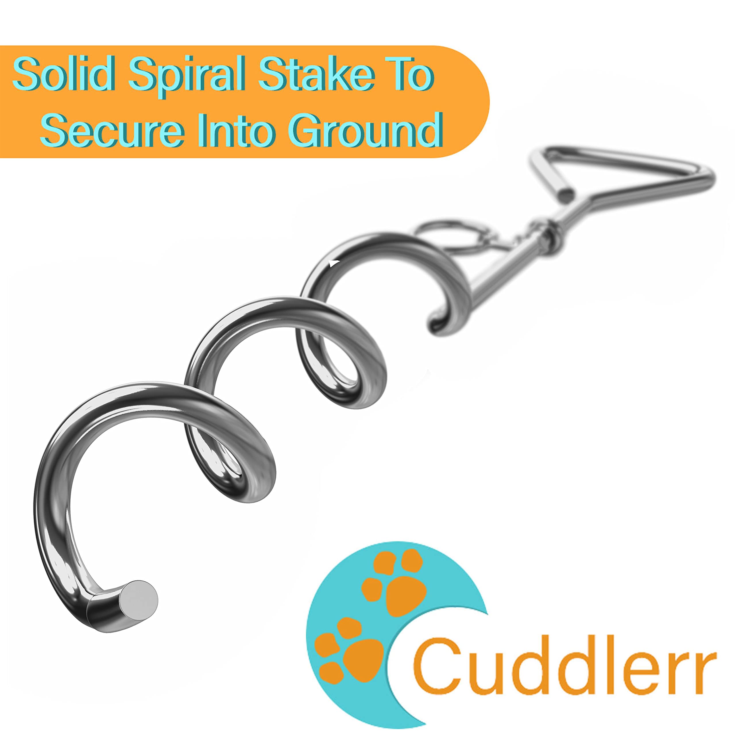 20Ft Dog Tie Out Cable With 16' Chrome Plated Anti-Rust Stake - Perfect Heavy Duty Dog Chain With Dog Stake For Outdoor Yard Camping & Garden, Compatible With Harness, Leash & Chain Attachments