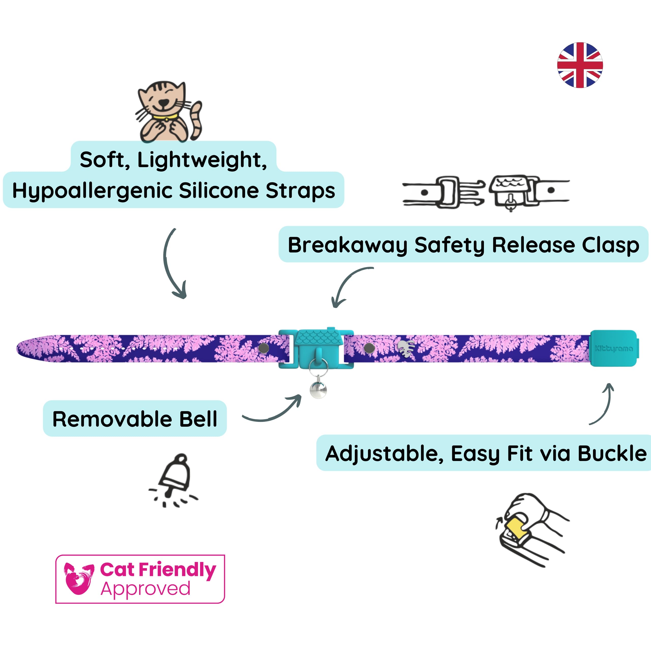 Kittyrama Botanicals Fern Kitten Collar. Award Winning. Hypoallergenic, Quick Release Breakaway, Comfy & Soft. Vet Approved. Oth