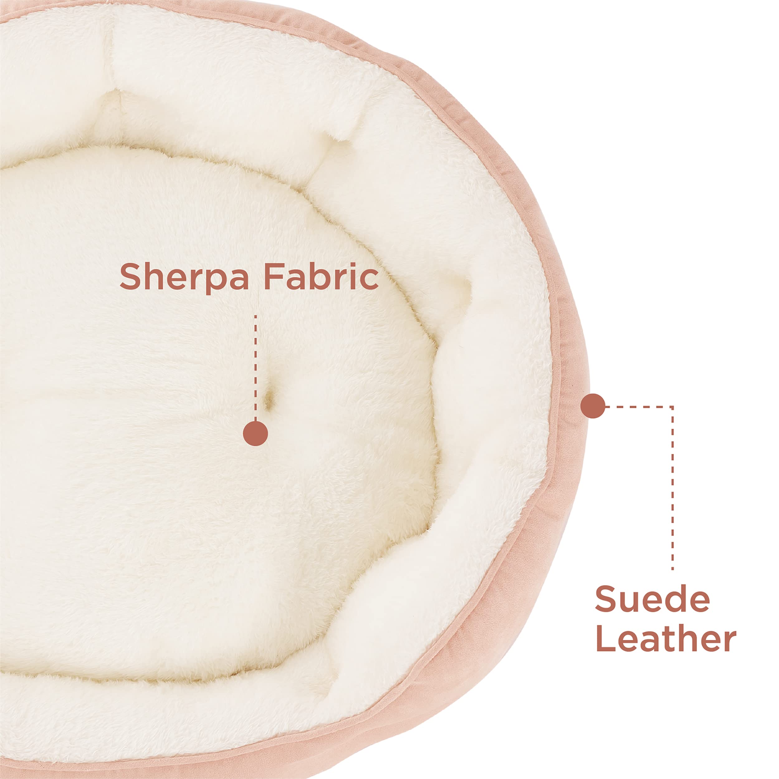 Bedsure Dog Beds For Small Dogs - Round Cat Beds For Indoor Cats, Washable Pet Bed For Puppy And Kitten With Slip-Resistant Bottom, 25 Inches, Peach Pink